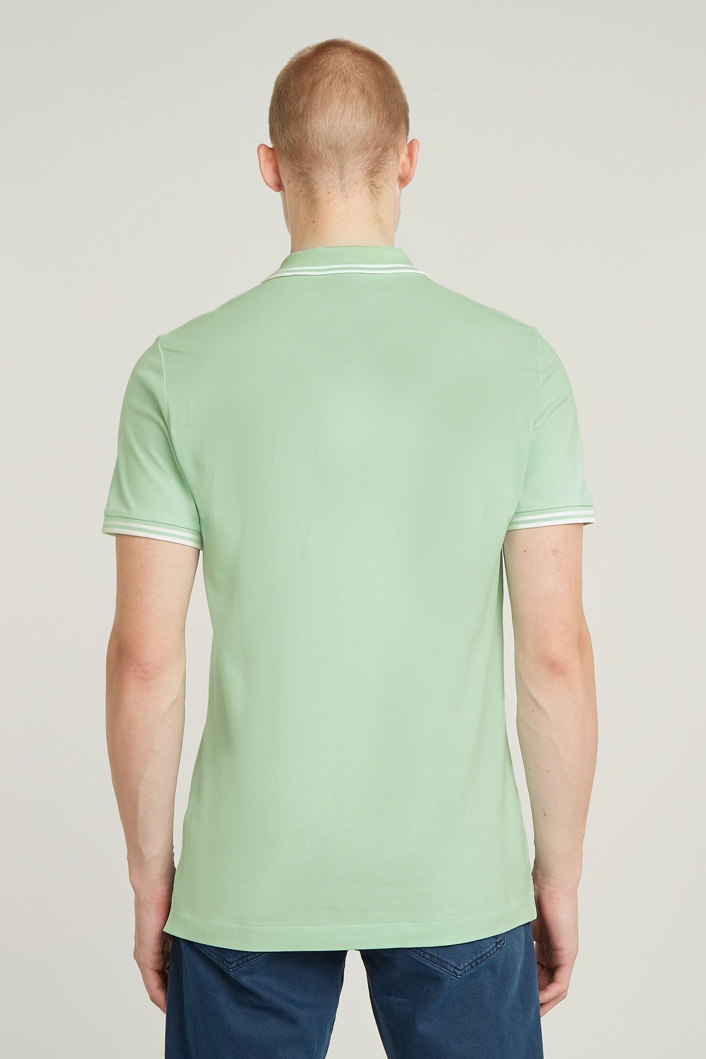 DUNDA SLIM STRIPE POLO S/S BIRDS EGG GREEN 3