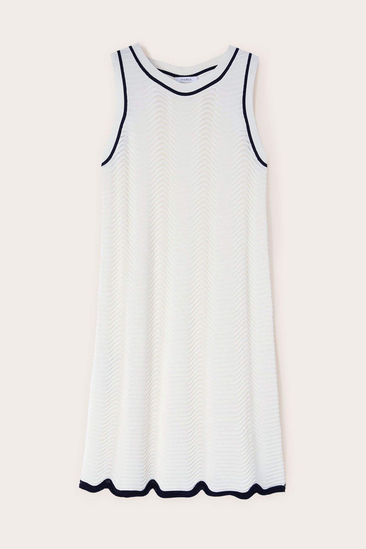 WAVY STITCH KNIT DRESS WHITE 5