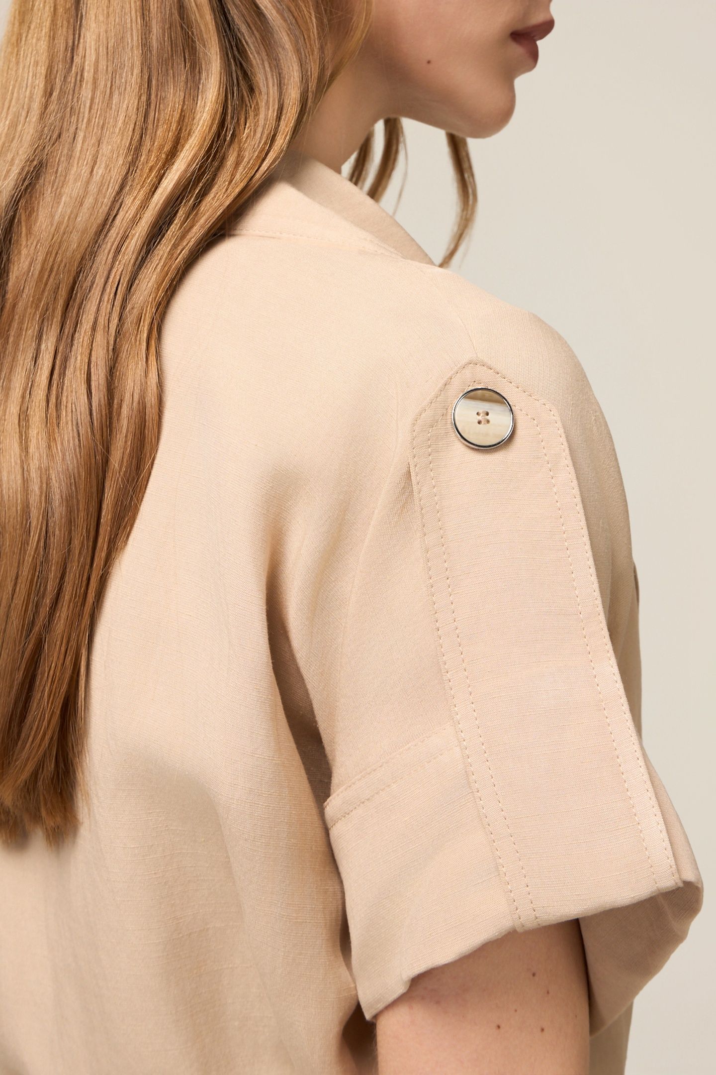 UNSTRUCTURED LINEN BLEND JACKET BEIGE 5