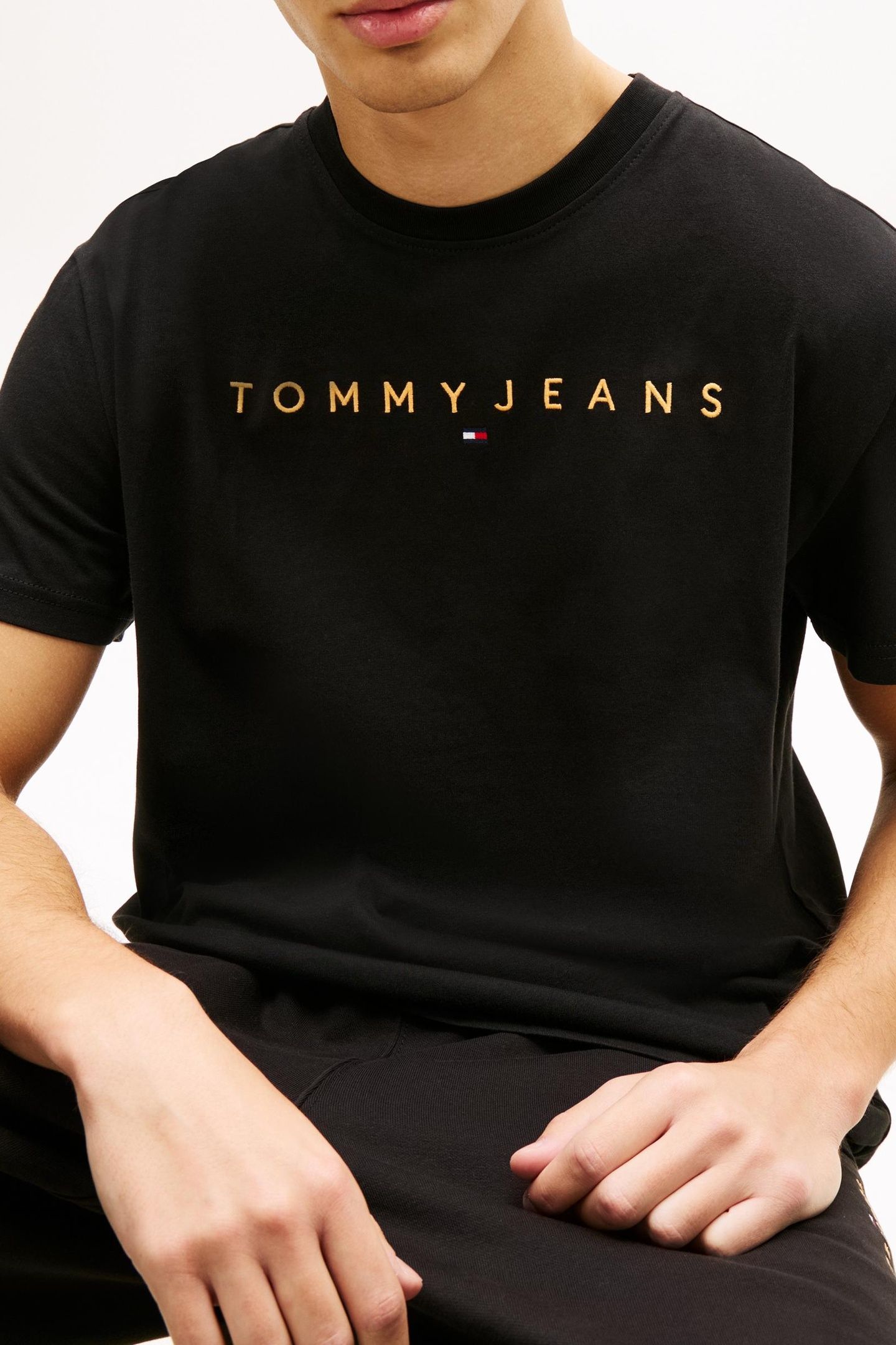 LINEAR LOGO EMBROIDERY JERSEY T-SHIRT BLACK 5