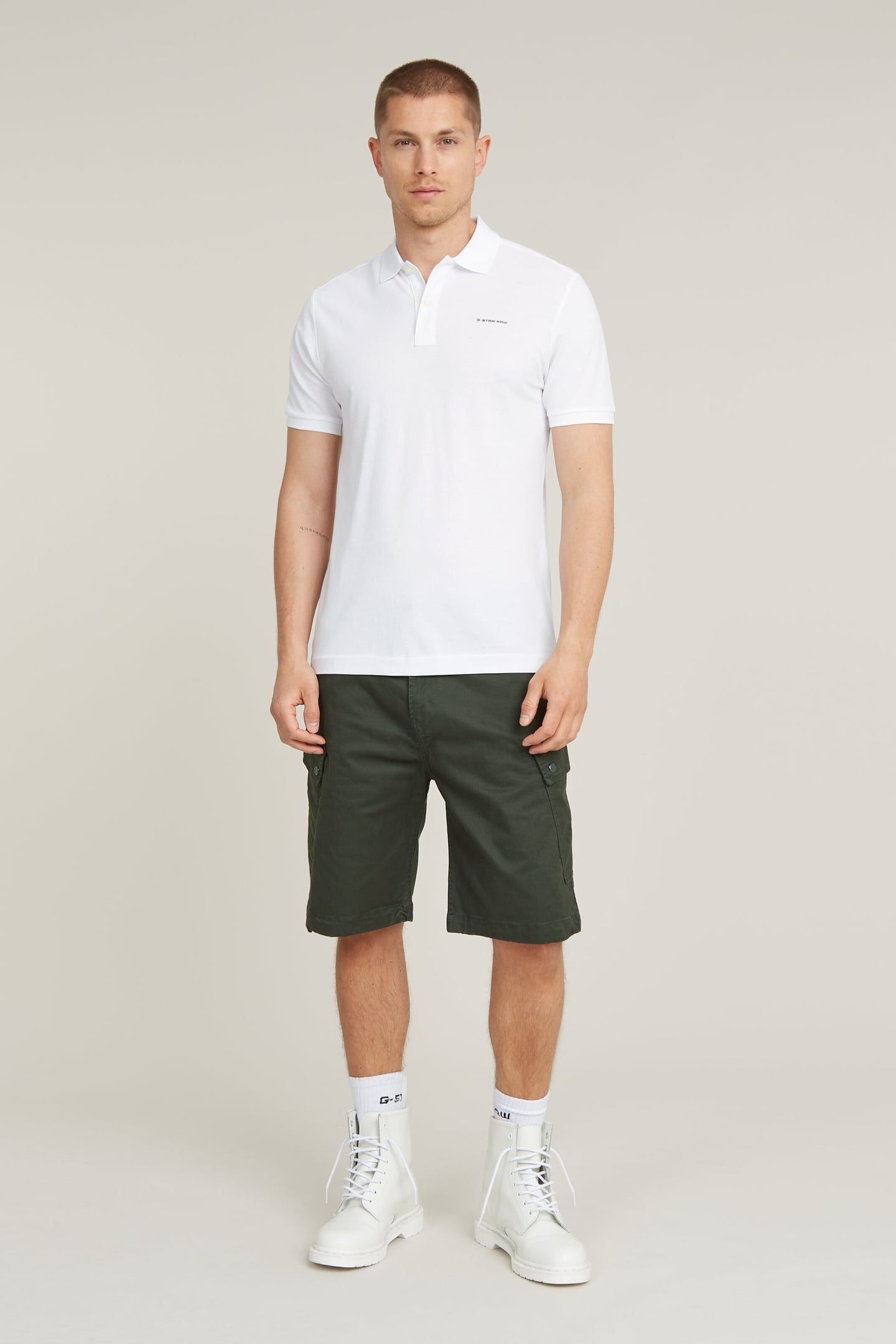 OLUV SLIM POLO S/S WHITE 1