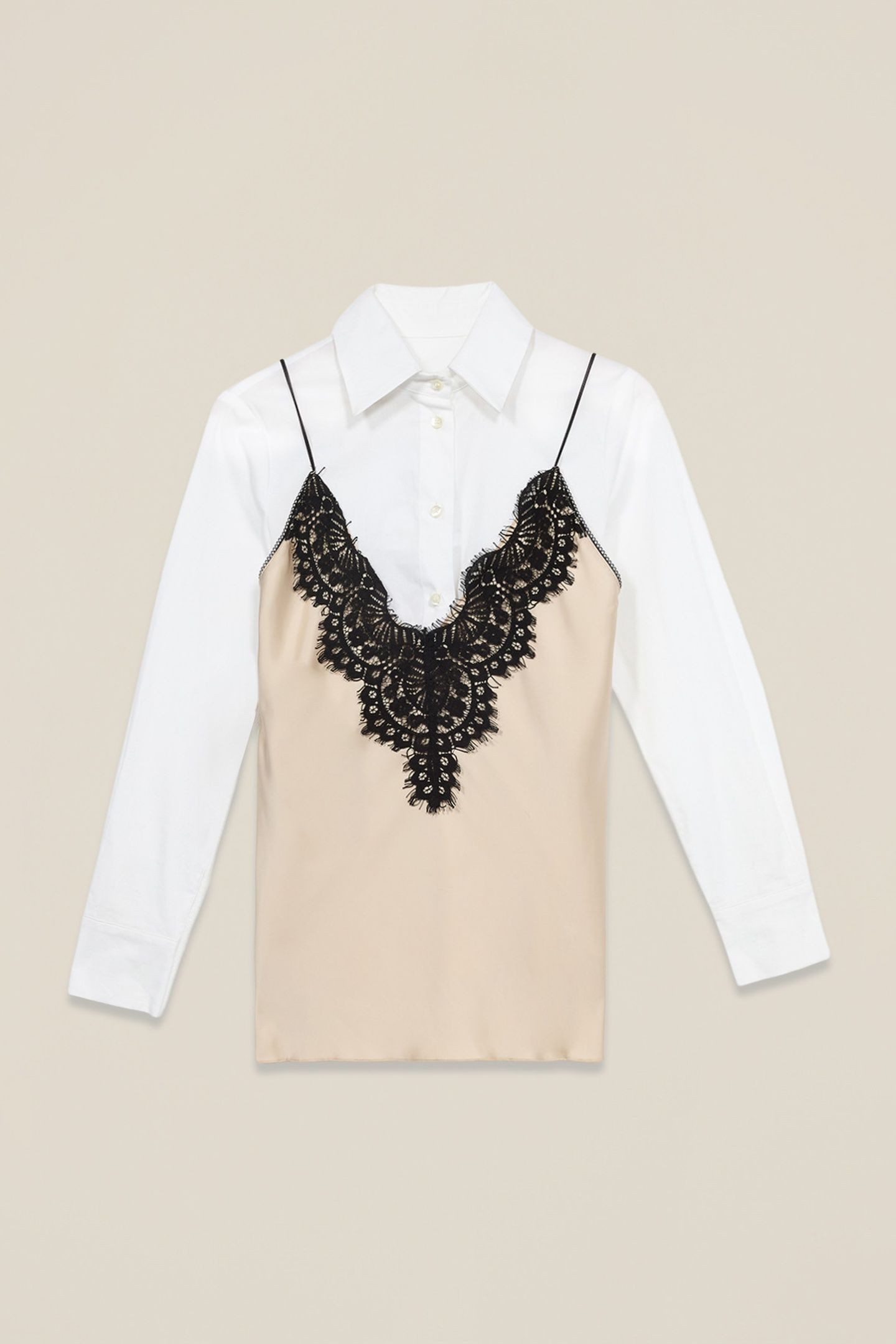 TWO-MATERIAL SHIRT WITH LACE WHITE 3