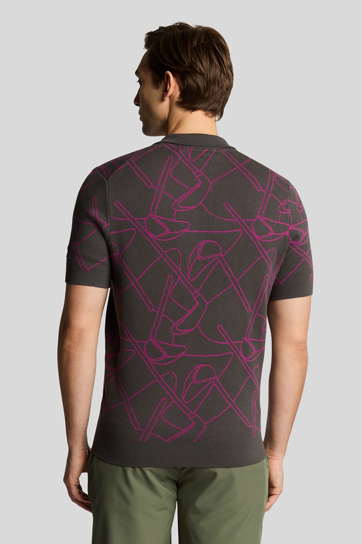 GOLF OUTLINE KNITTED POLO GRANITE/CLARET PURPLE 3