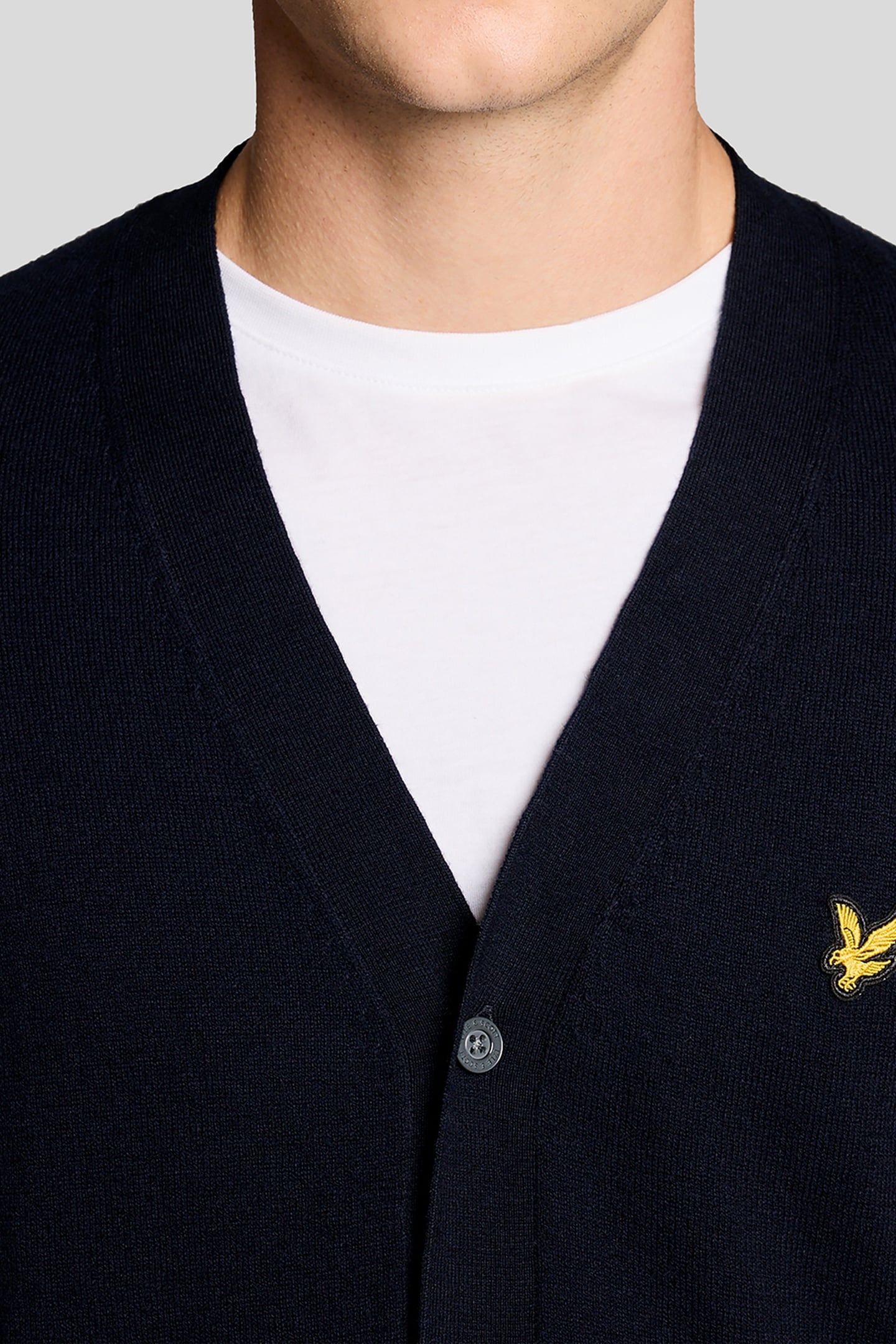 COTTON MERINO V NECK CARDIGAN DARK NAVY 4