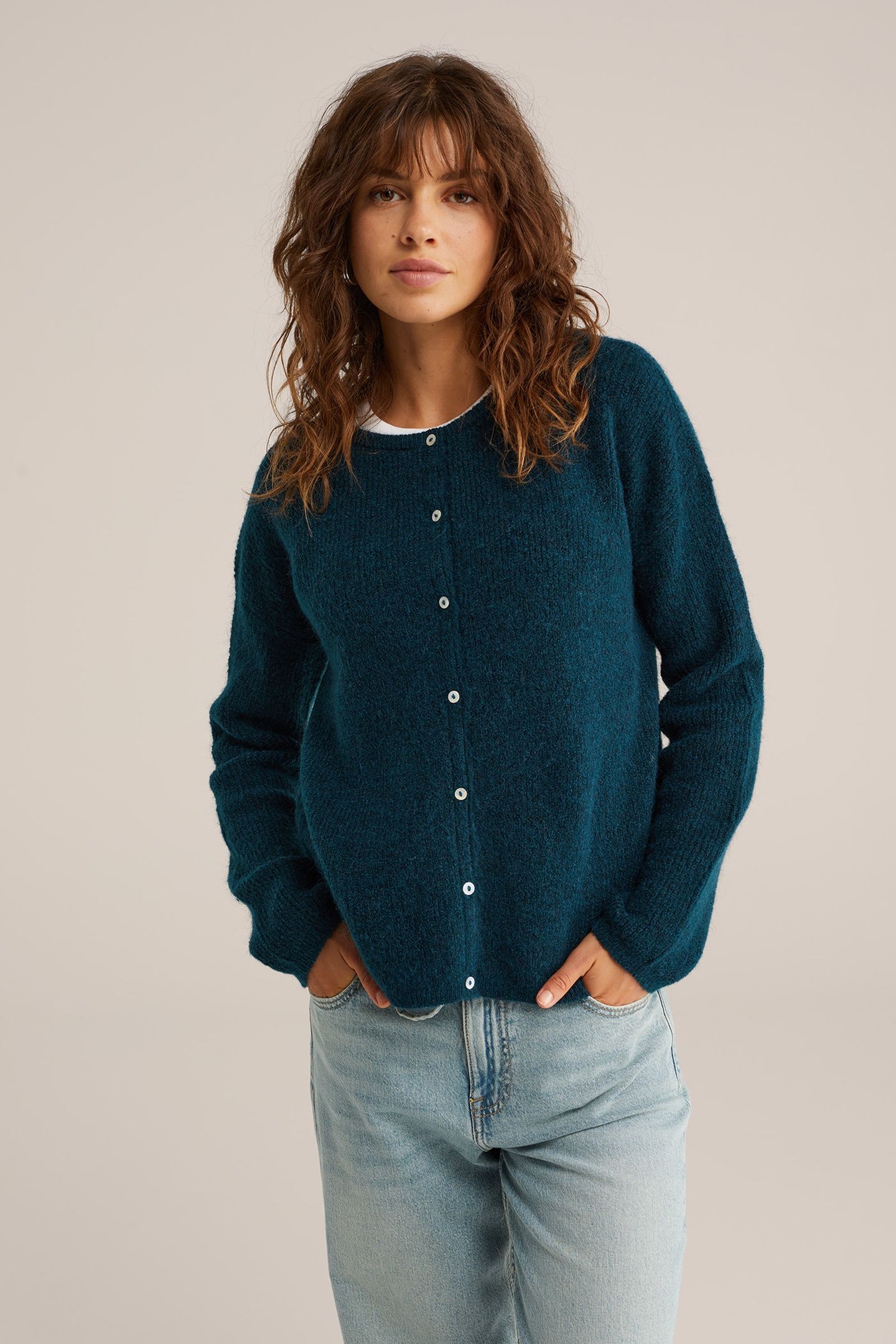 KNITTED CARDIGAN TURQUOISE 1