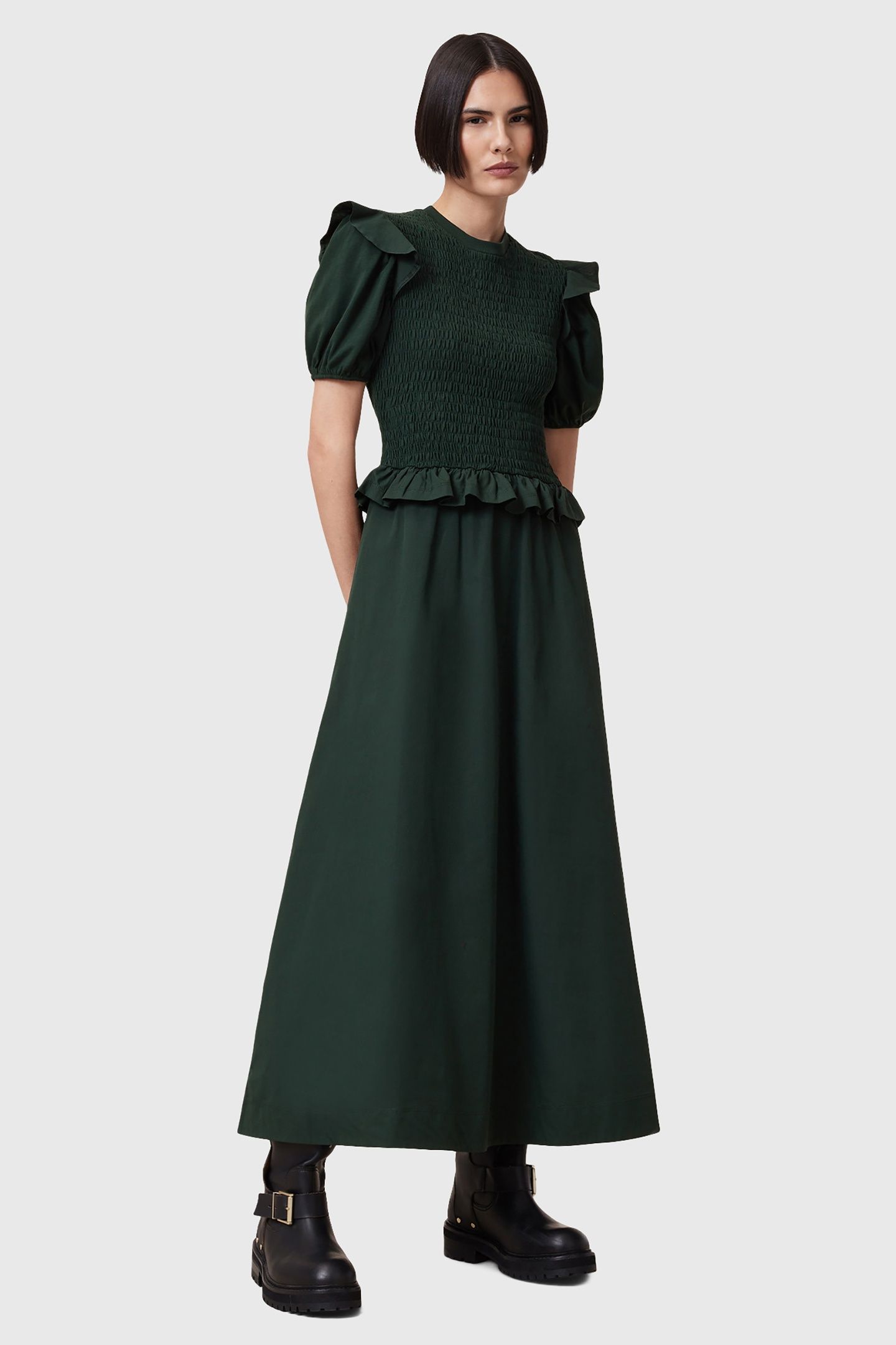 ODE DRESS DARK FOREST GREEN 2