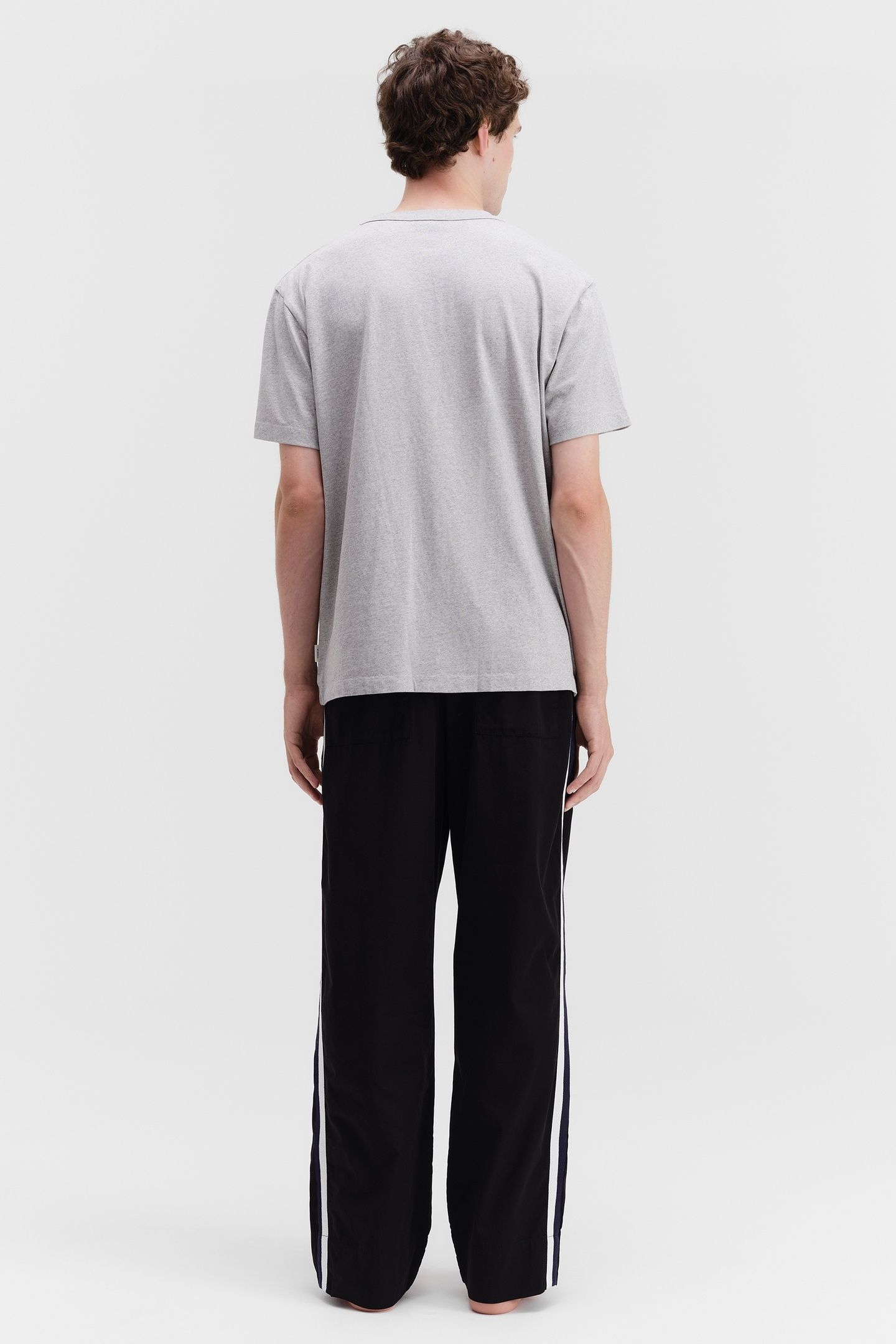 UNISEX POPLIN, PYJAMAS PANTS GROSGRAIN SIDE STRIPE ALL BLACK 7