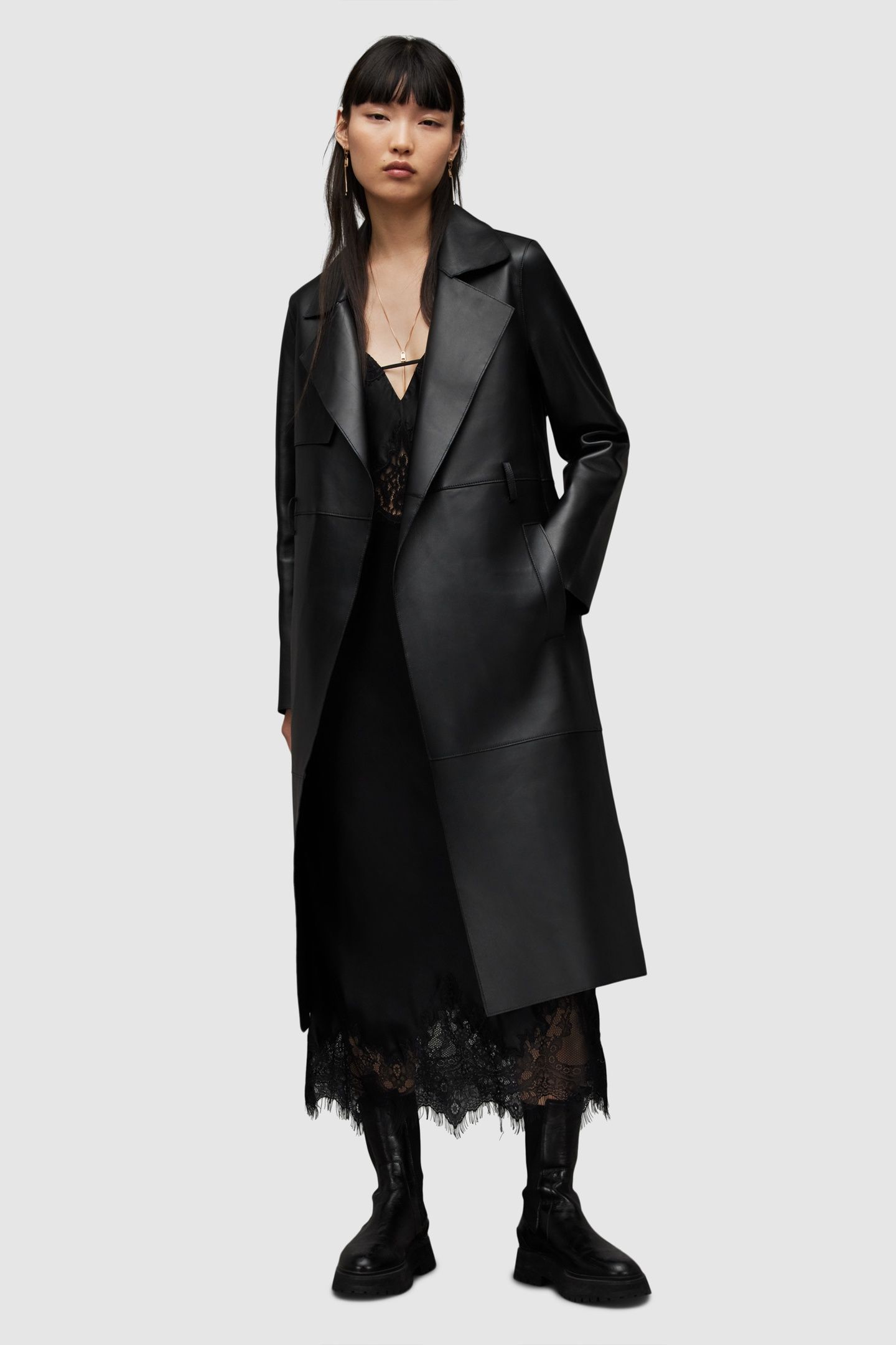 FARREN BELTED MAC BLACK 5