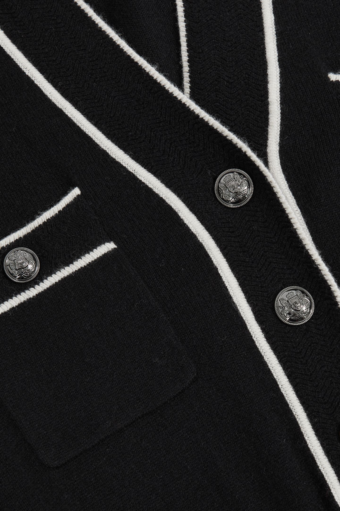 BUTTON FRONT KNITTED MIDI DRESS BLACK/IVORY 5