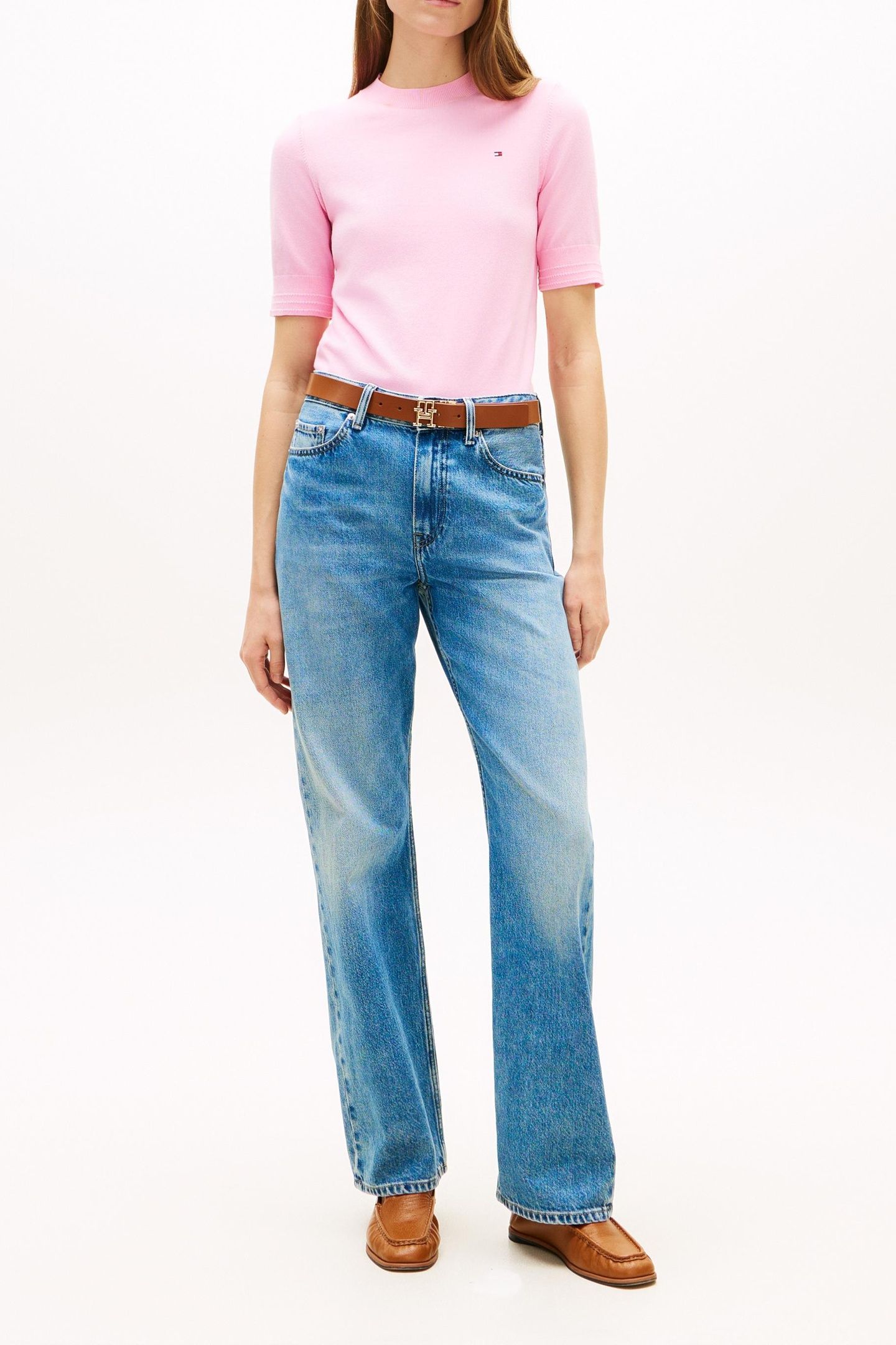 FINE KNIT JERSEY SHORT SLEEVE JUMPER ROSE PETAL 1
