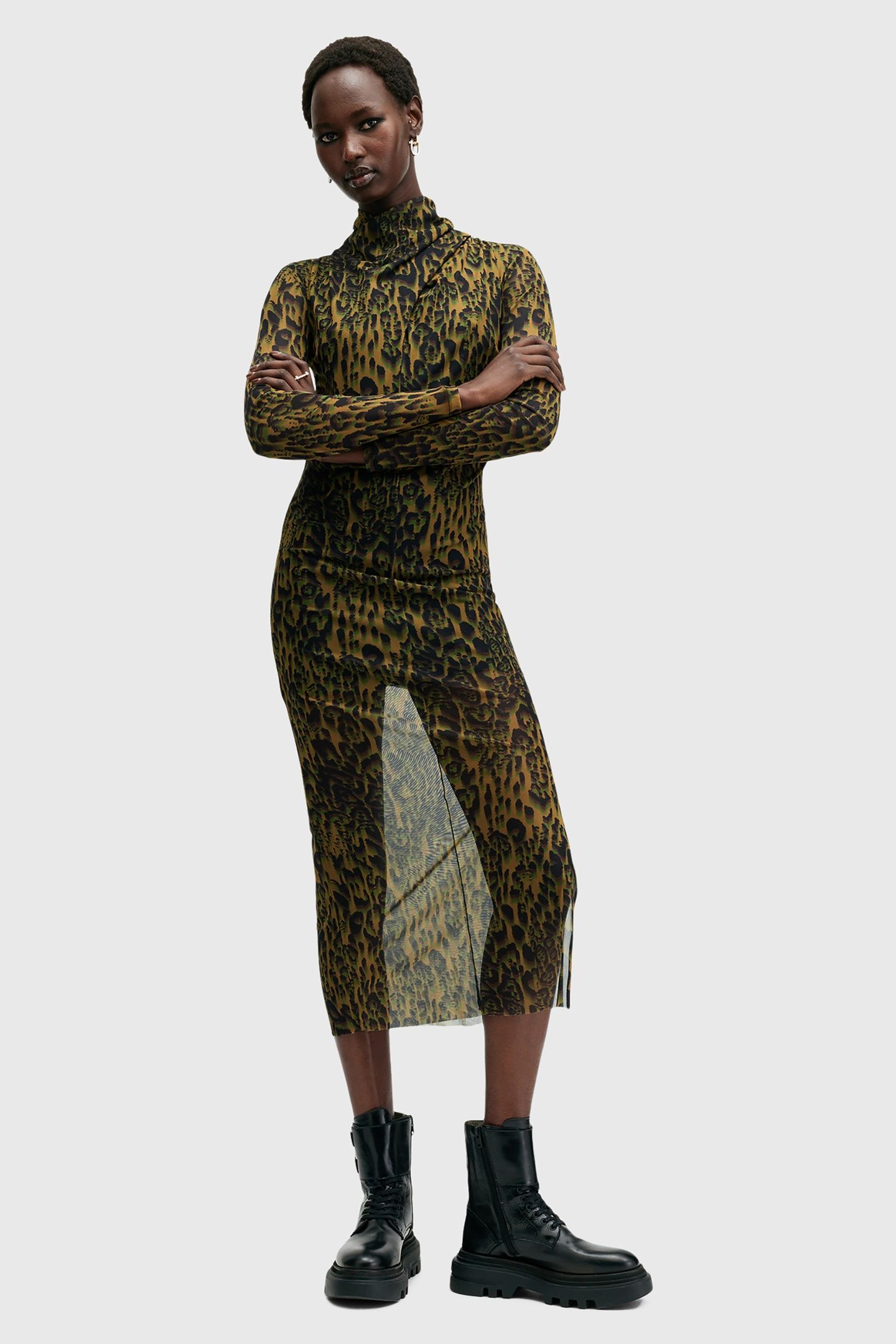 TIA MESH DRESS TERESA KHAKI GREEN 1