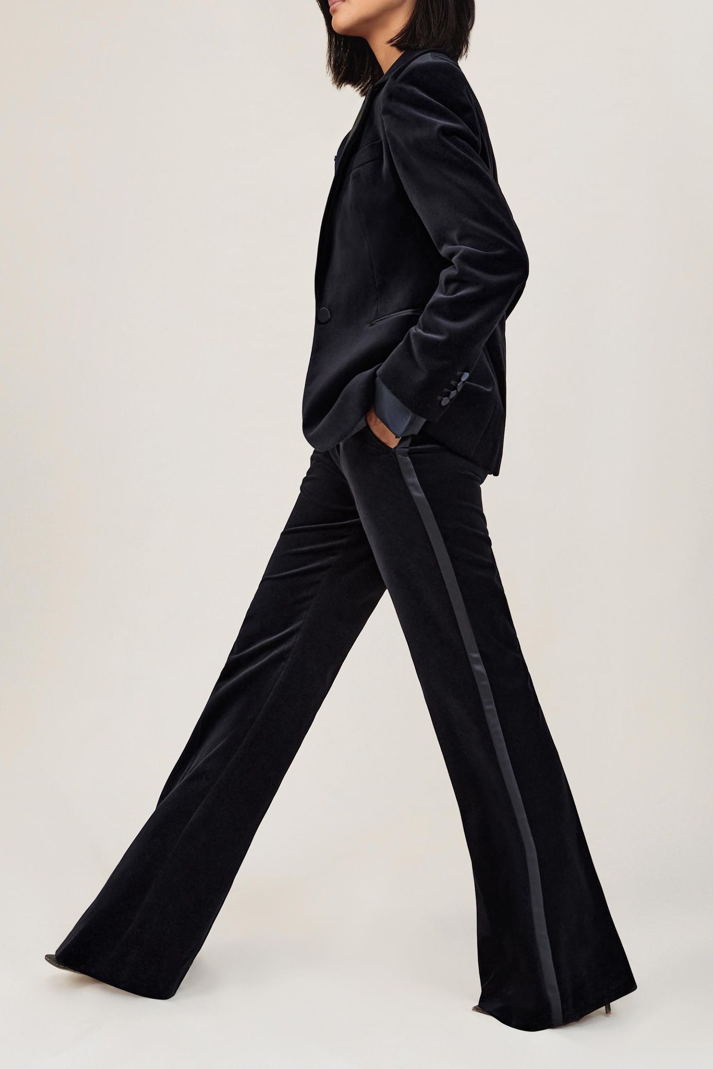 VELVET FLARE TROUSER NAVY 5