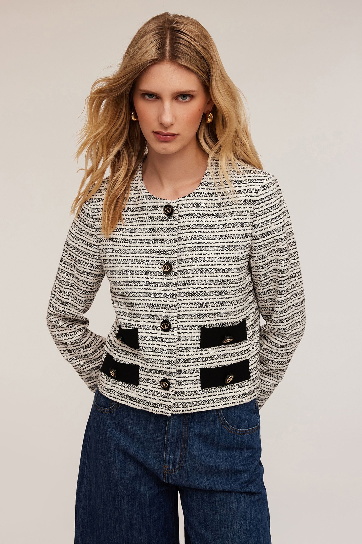 TWEED JACKET WITH POCKETS BLACK 1