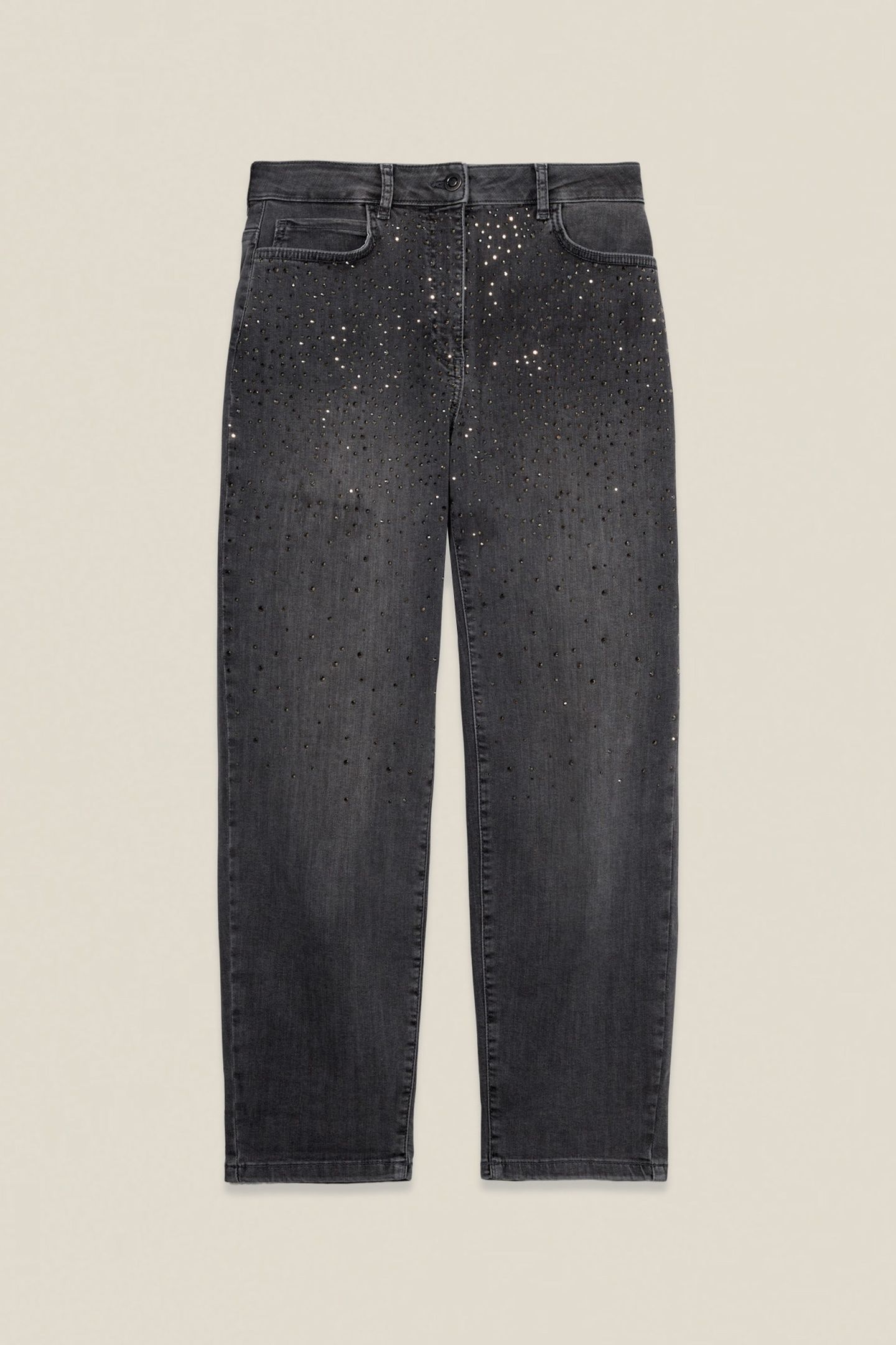REGULAR JEANS WITH RHINESTONE APPLICATIONS GREY 3