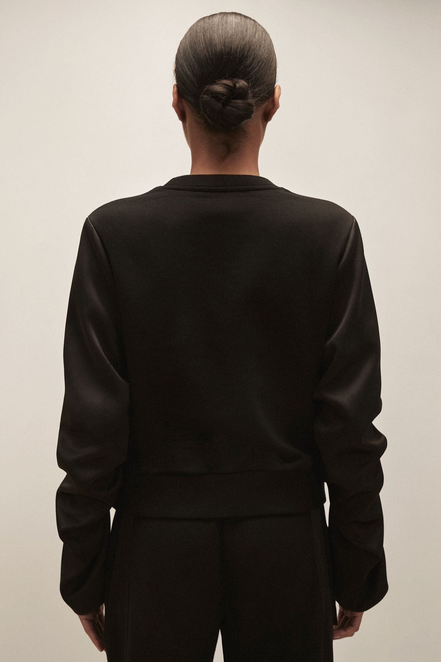WOVEN MIXED SWEAT TOP BLACK 3