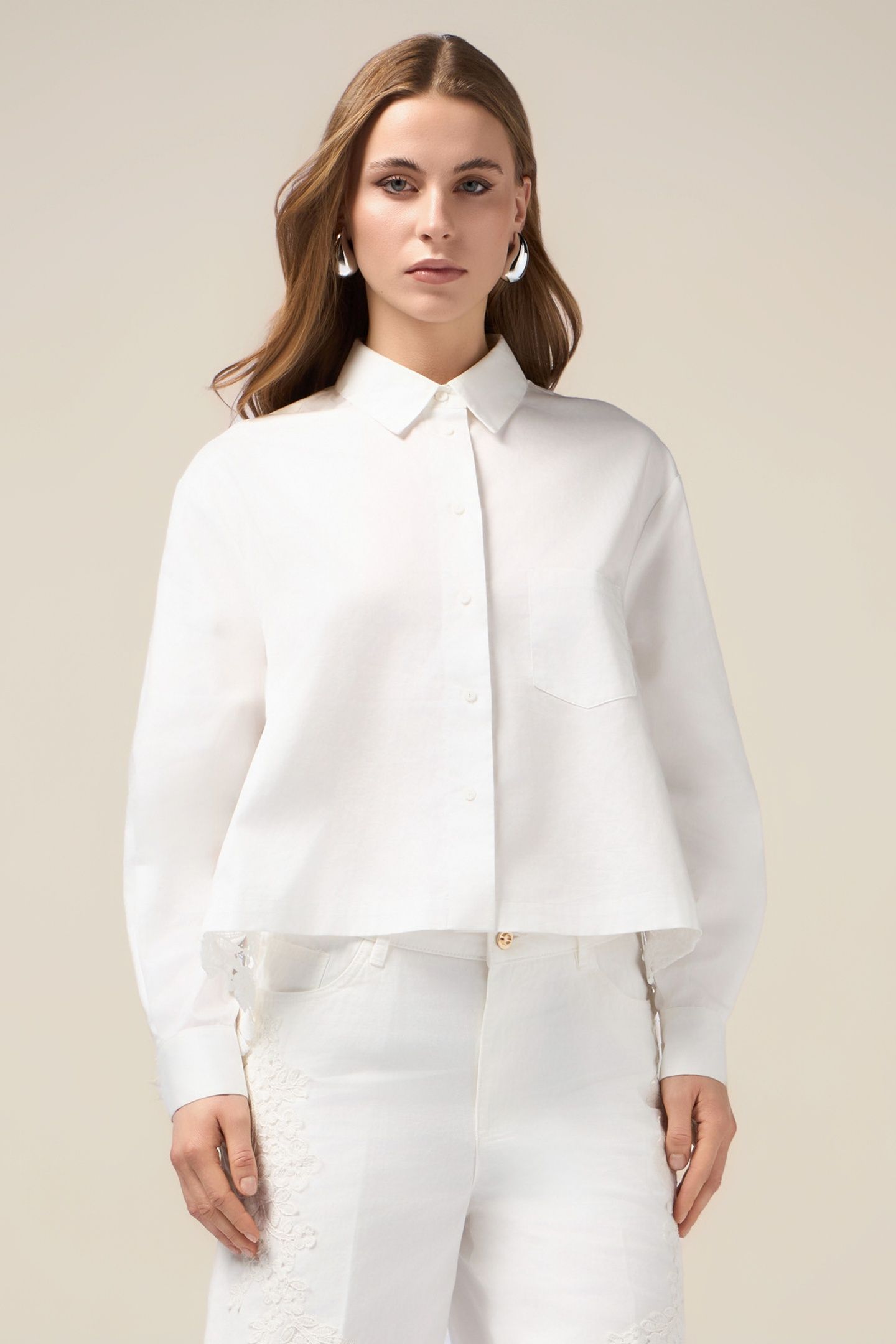 BOXY SHIRT WITH LACE BACK WHITE 1
