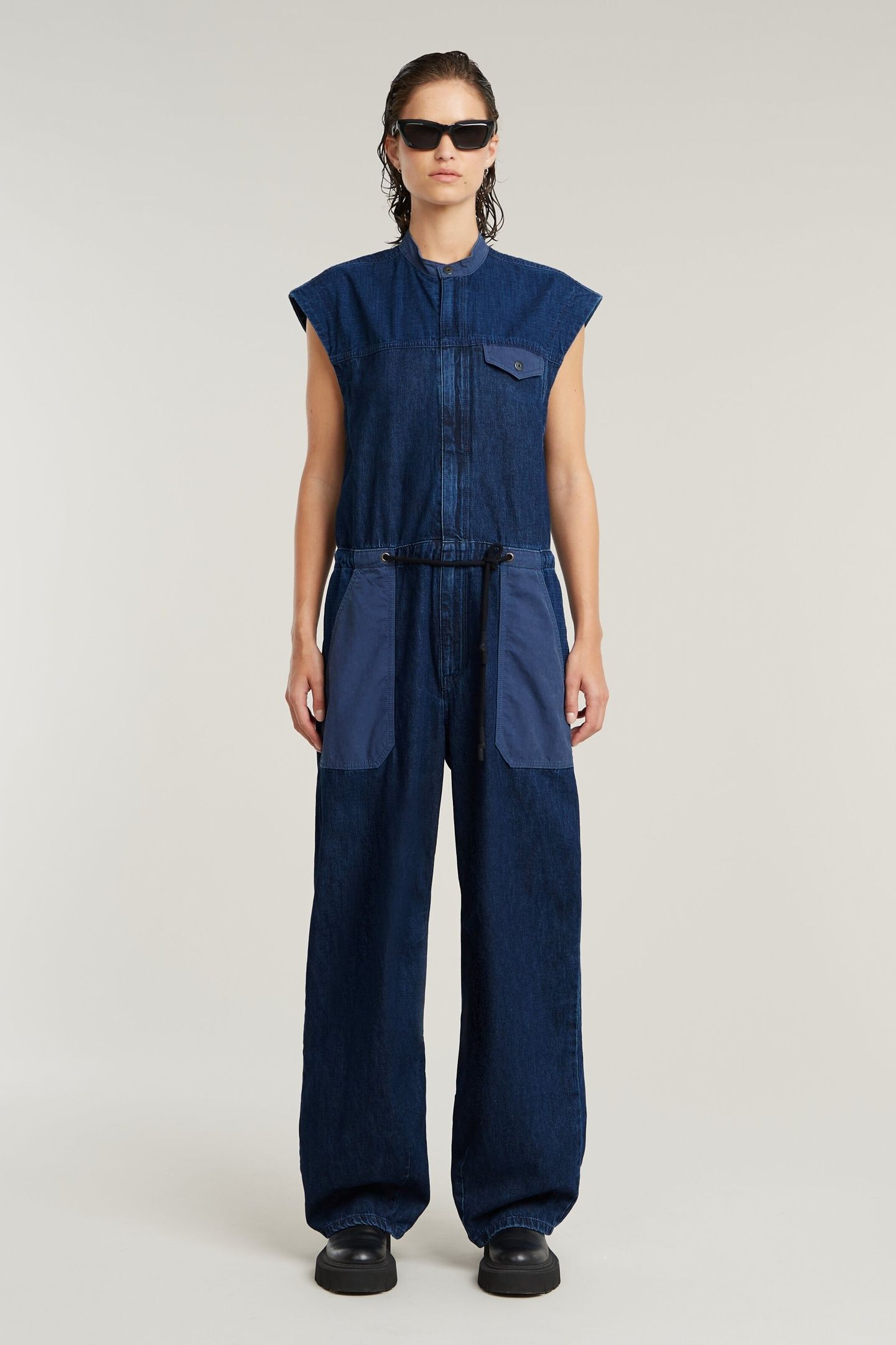 COCOON S/L JUMPSUIT FADED INDIGO PATCHED 1