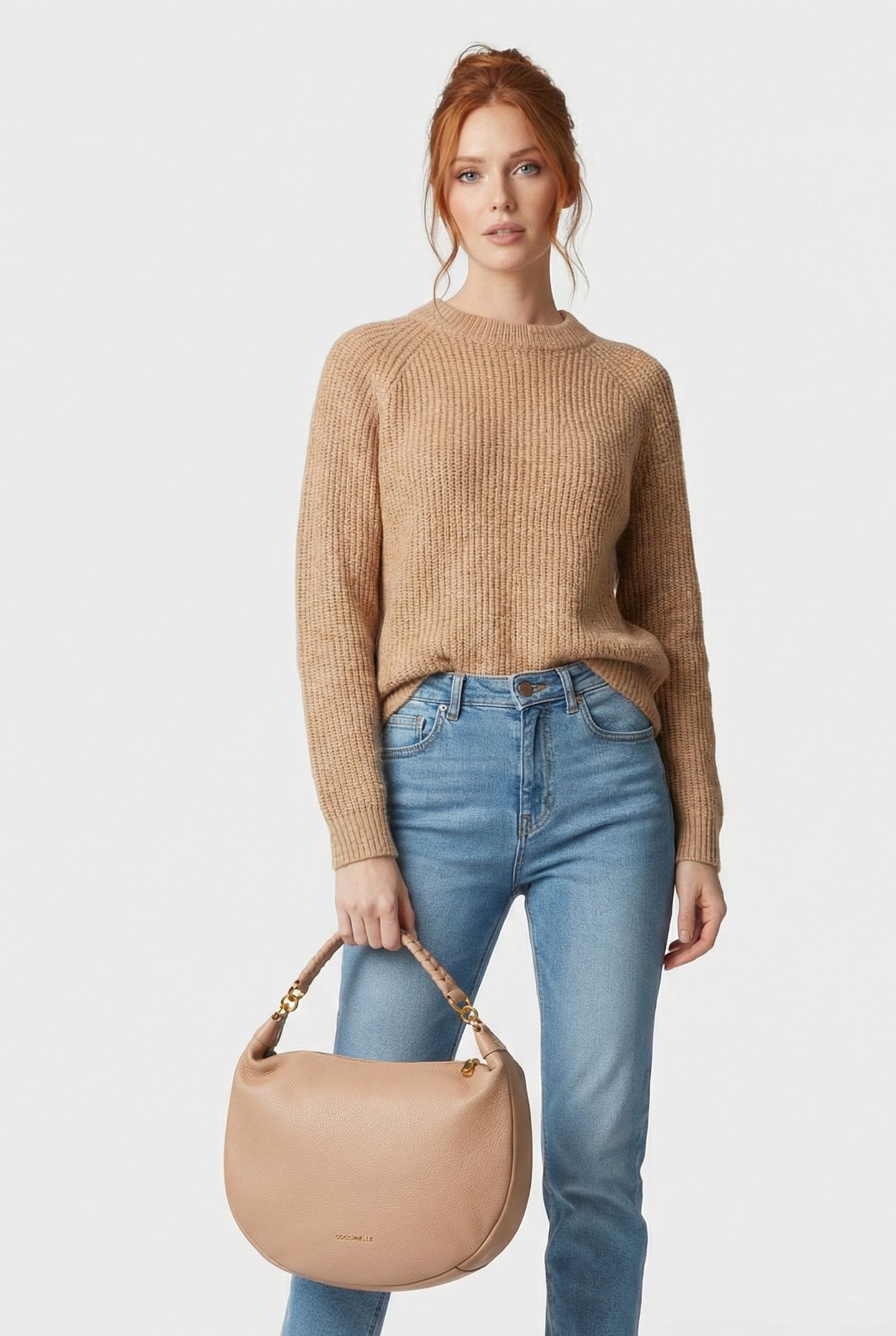 LARGE LEATHER SHOULDER BAG IN PINK 1