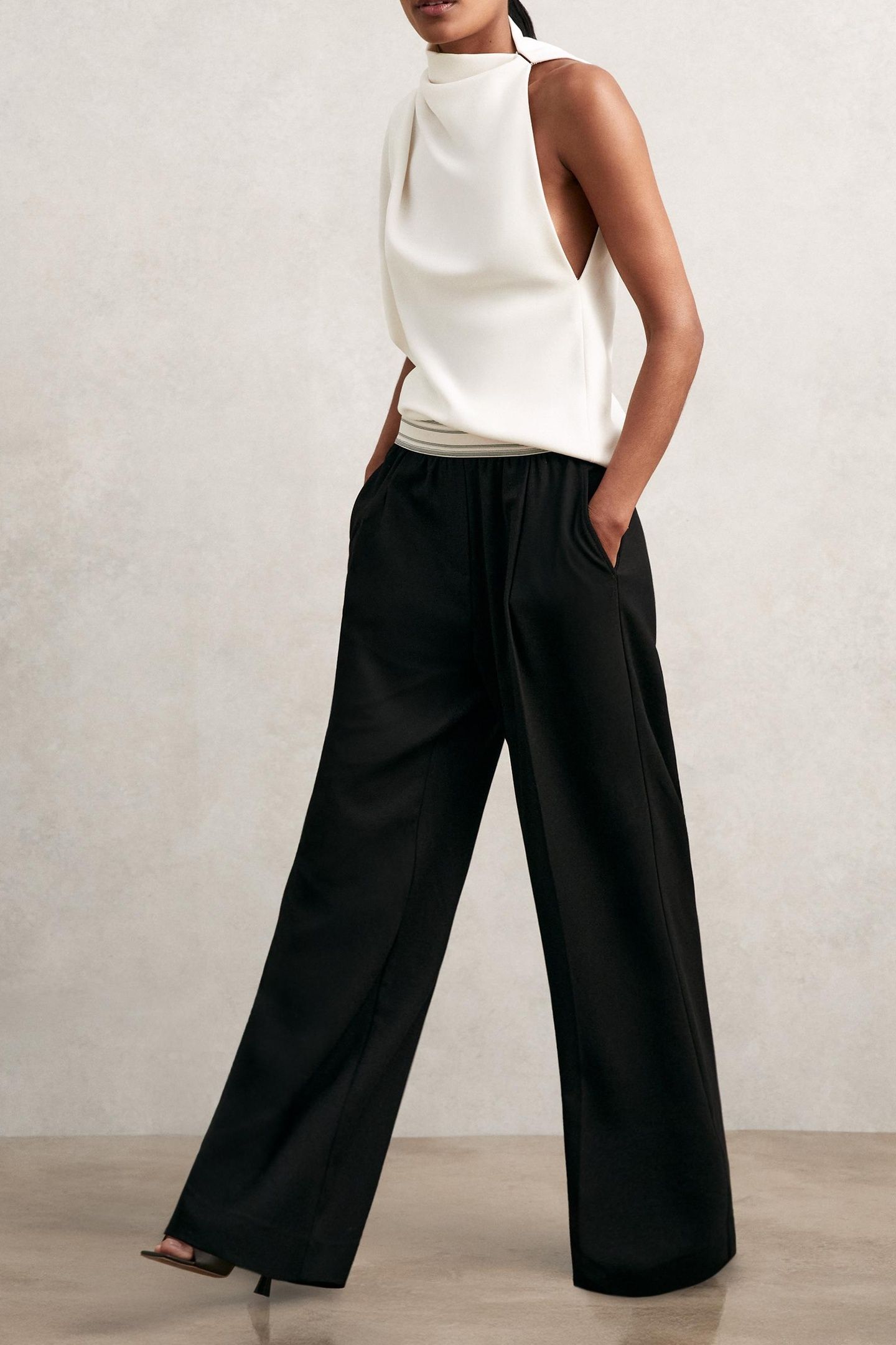 WAISTBAND WIDE LEG TROUSER BLACK 3