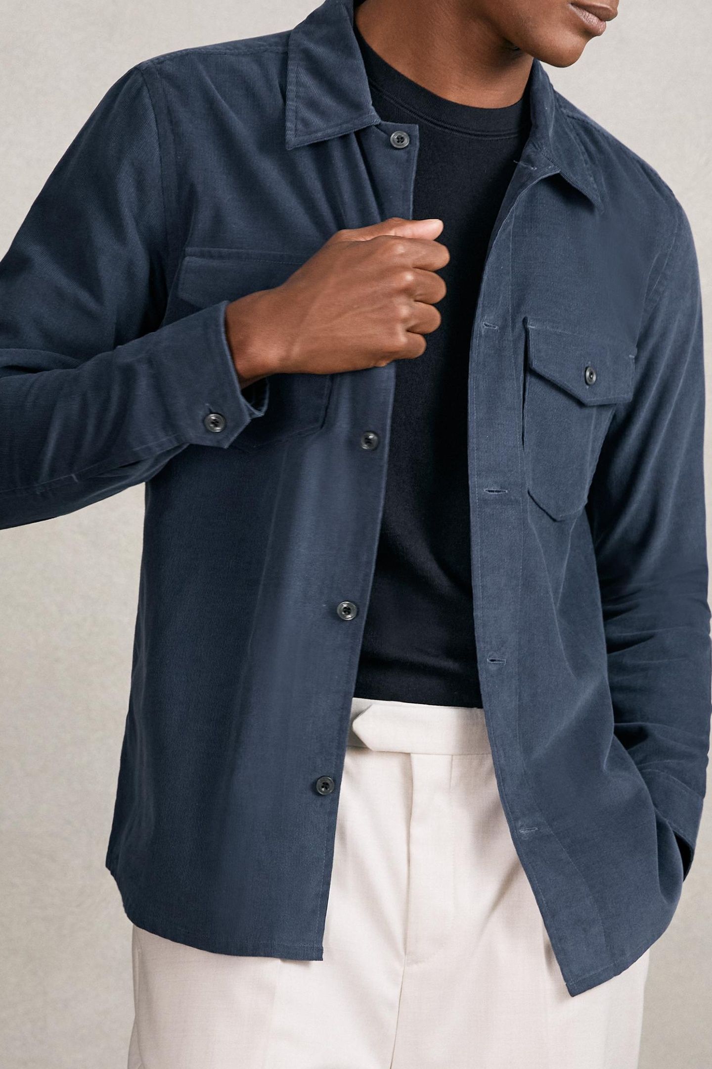 LS CORD TWIN POCKET OVERSHIRT AIRFORCE BLUE 2