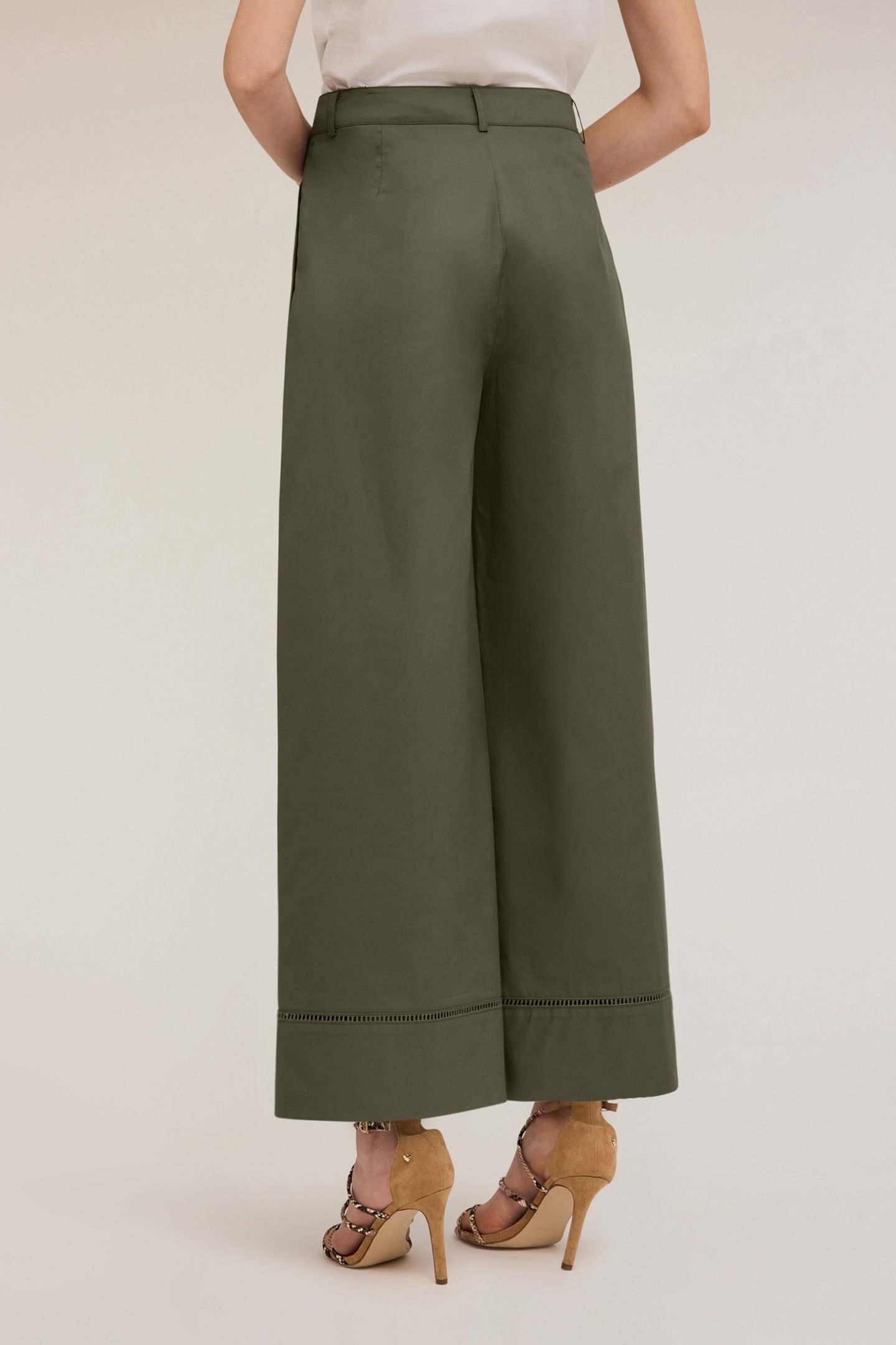 WIDE TROUSERS WITH OPENWORK DETAIL GREEN 2