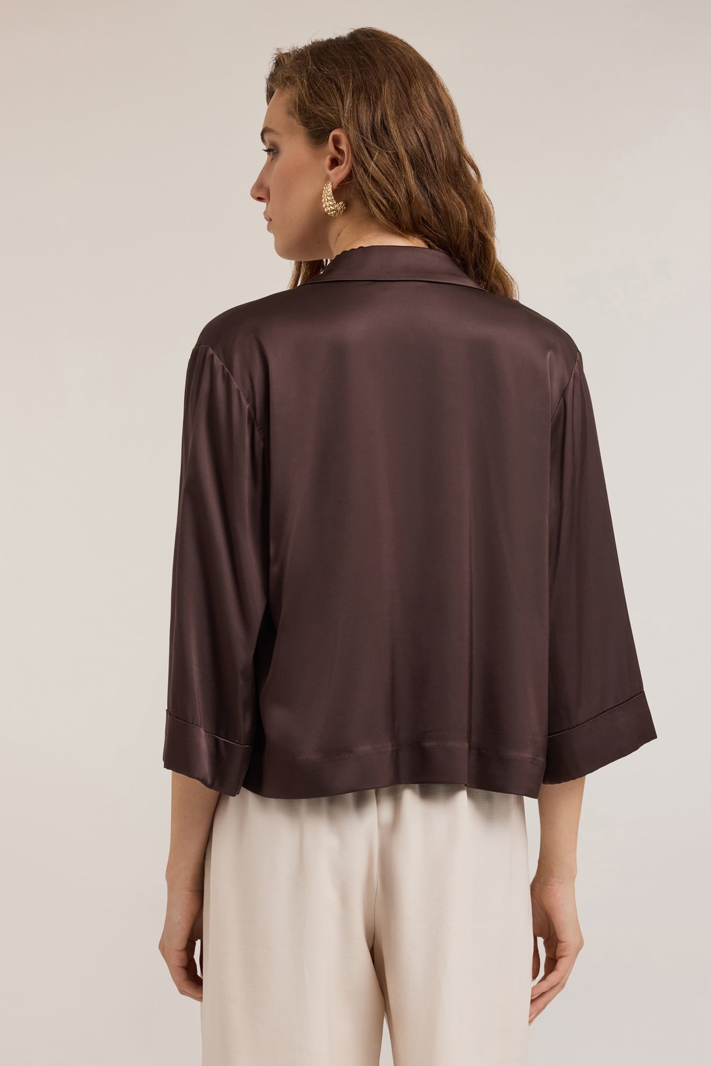 STRETCH SATIN DECONSTRUCTED JACKET BROWN 2