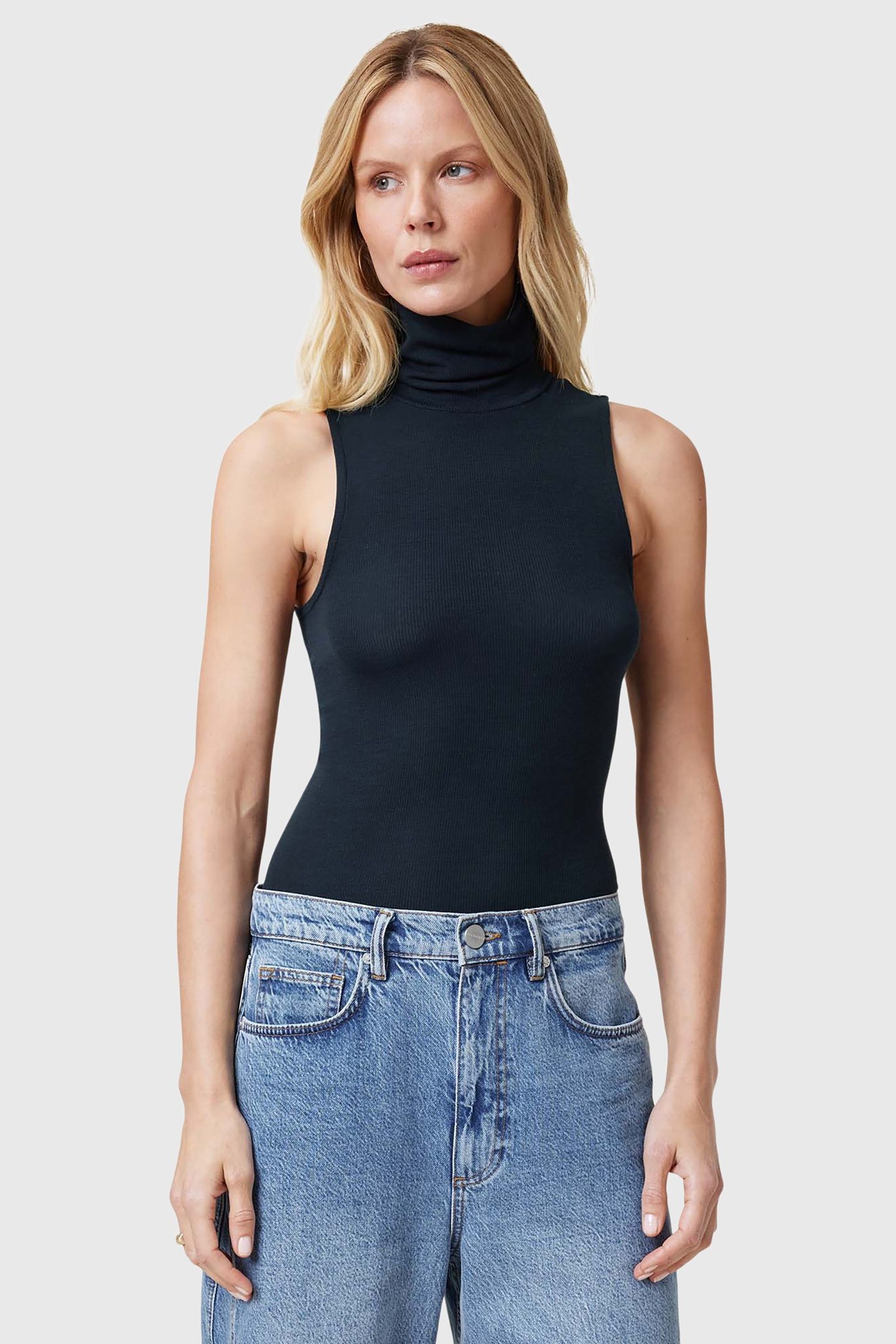 BEC ROLL NECK TANK BLACK OYSTER BLUE 3