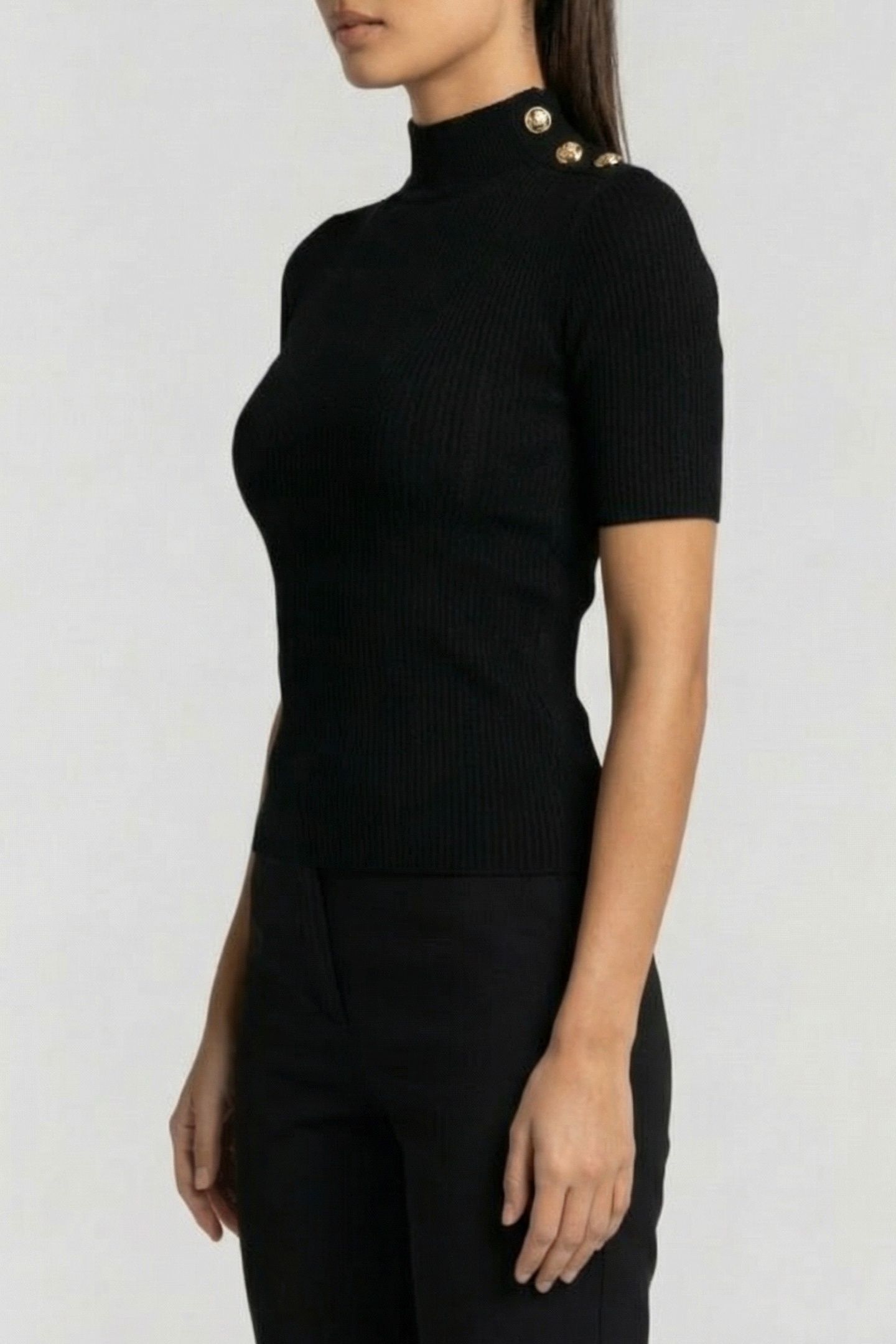 MARCIANO BY GUESS GRACE MOCK NECK SS SWEATER JET BLACK 3