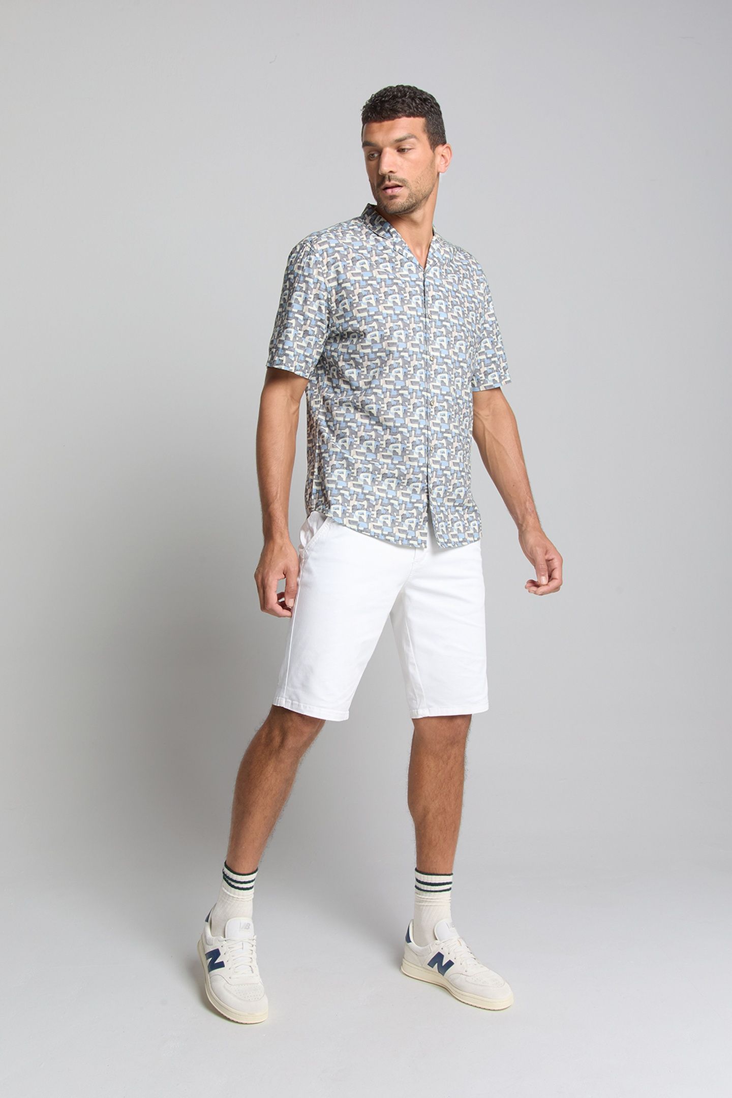 SHIRT SHORT SLEEVE ALLOVER PRINTED DARK STEEL 2