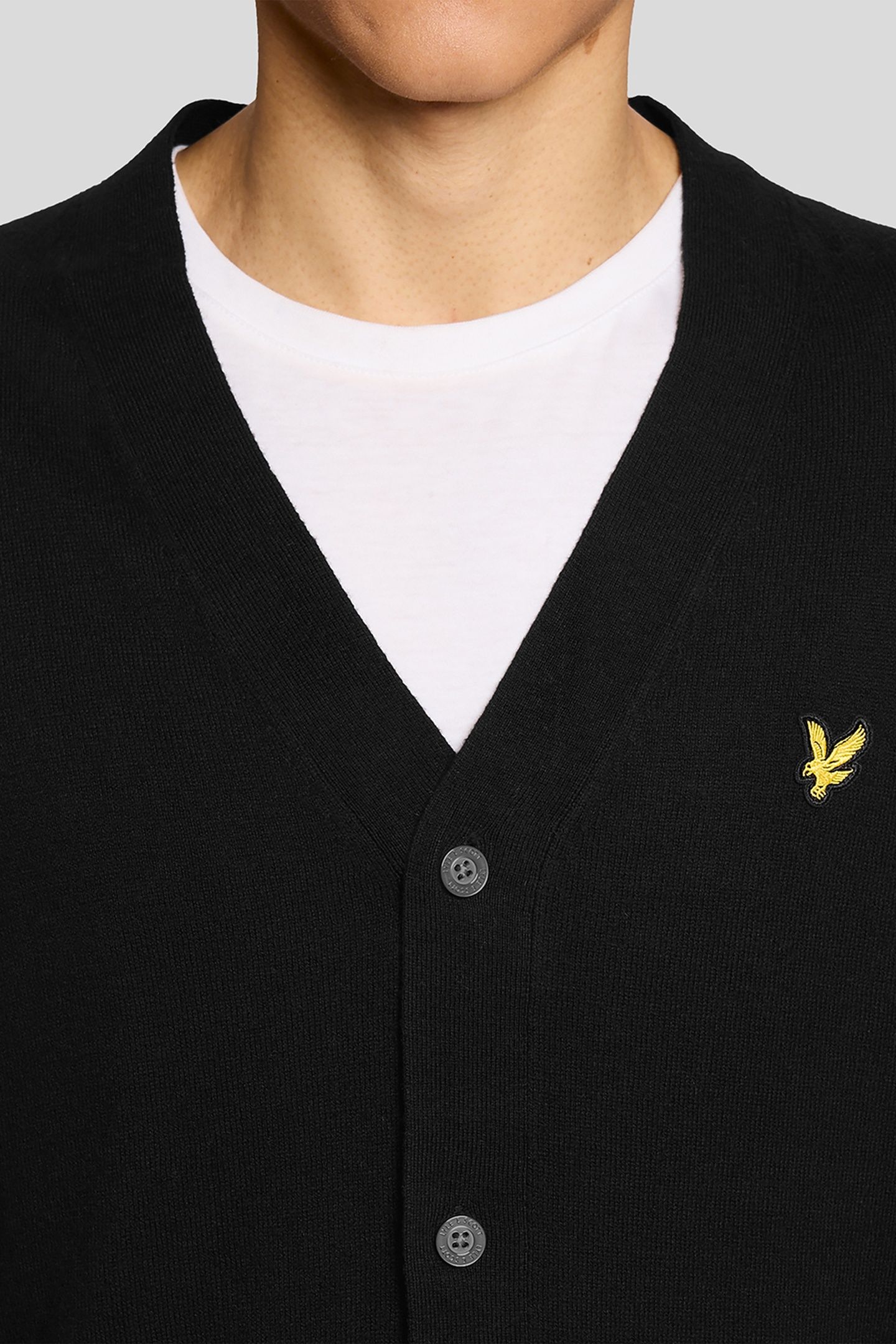 COTTON MERINO V NECK CARDIGAN JET BLACK 4