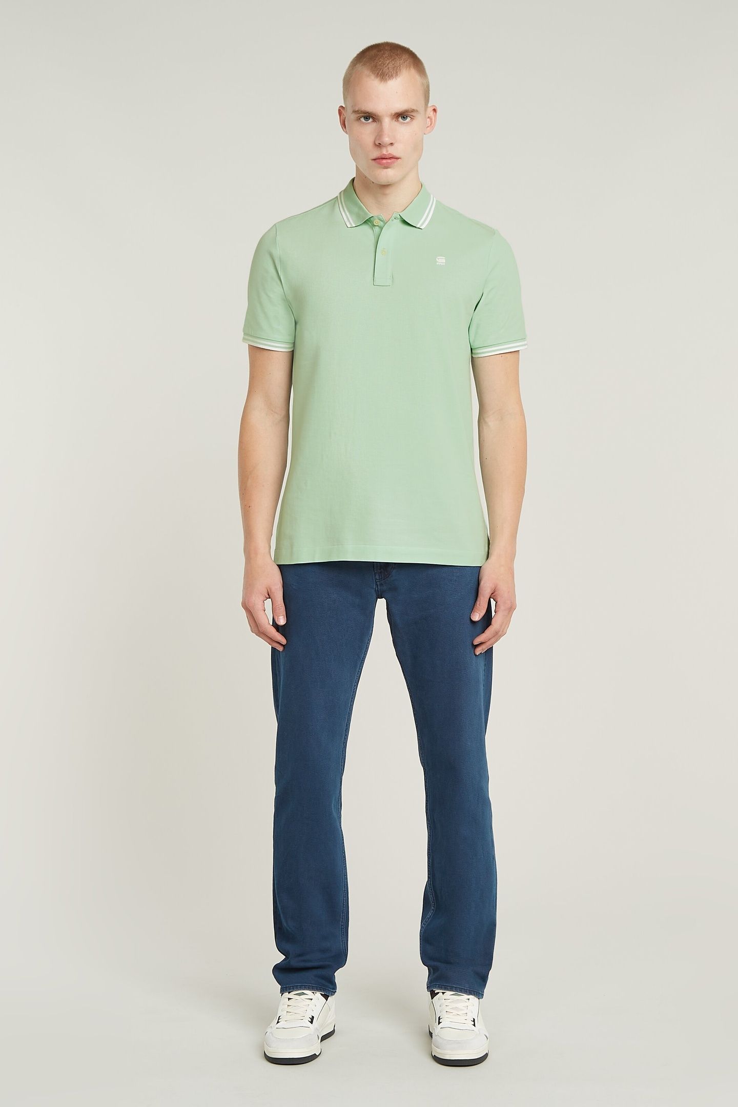 DUNDA SLIM STRIPE POLO S/S BIRDS EGG GREEN 1