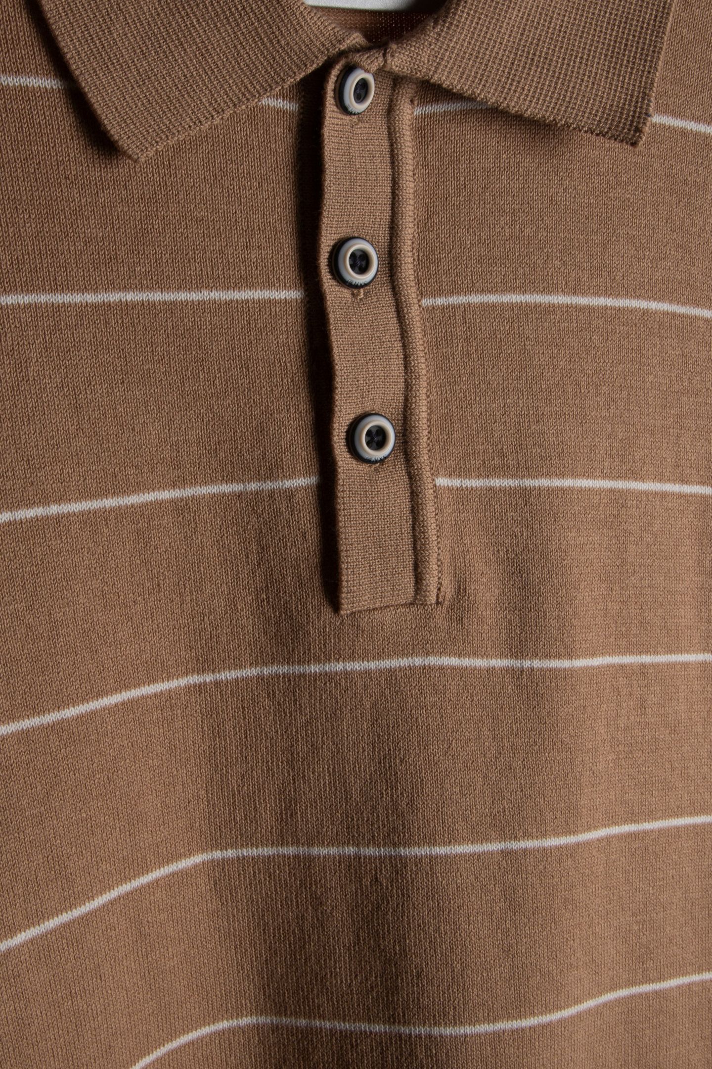 PULLOVER SHORT SLEEVE POLO BUTTON STRIPES KHAKI 6