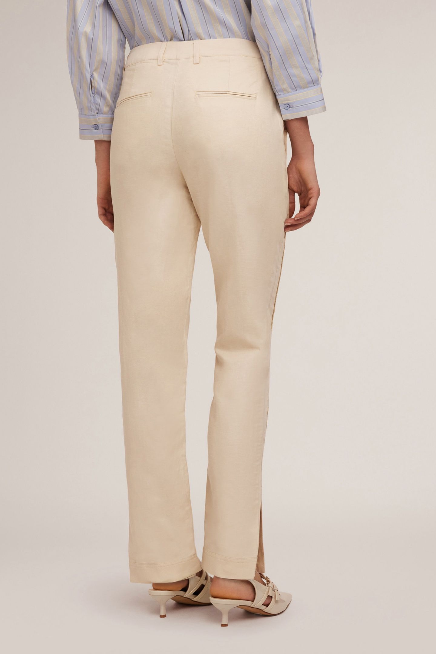 TROUSERS WITH PIPING AND SLIT AT THE HEM BEIGE 3