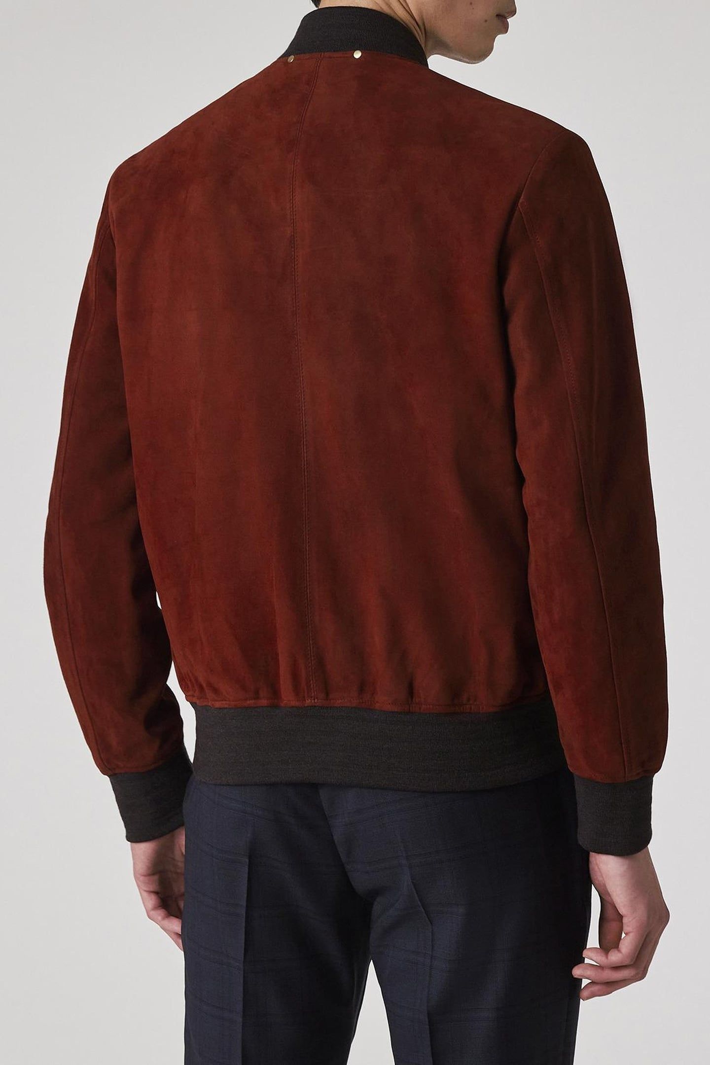 REGULAR FIT SUEDE BOMBER JACKET BRICK 4