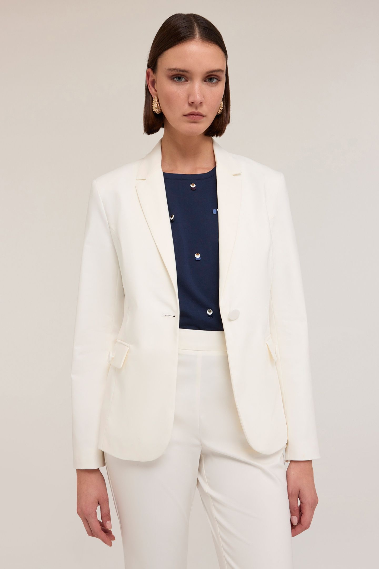 SINGLE-BREASTED BLAZER IN TECHNICAL COTTON WHITE 3
