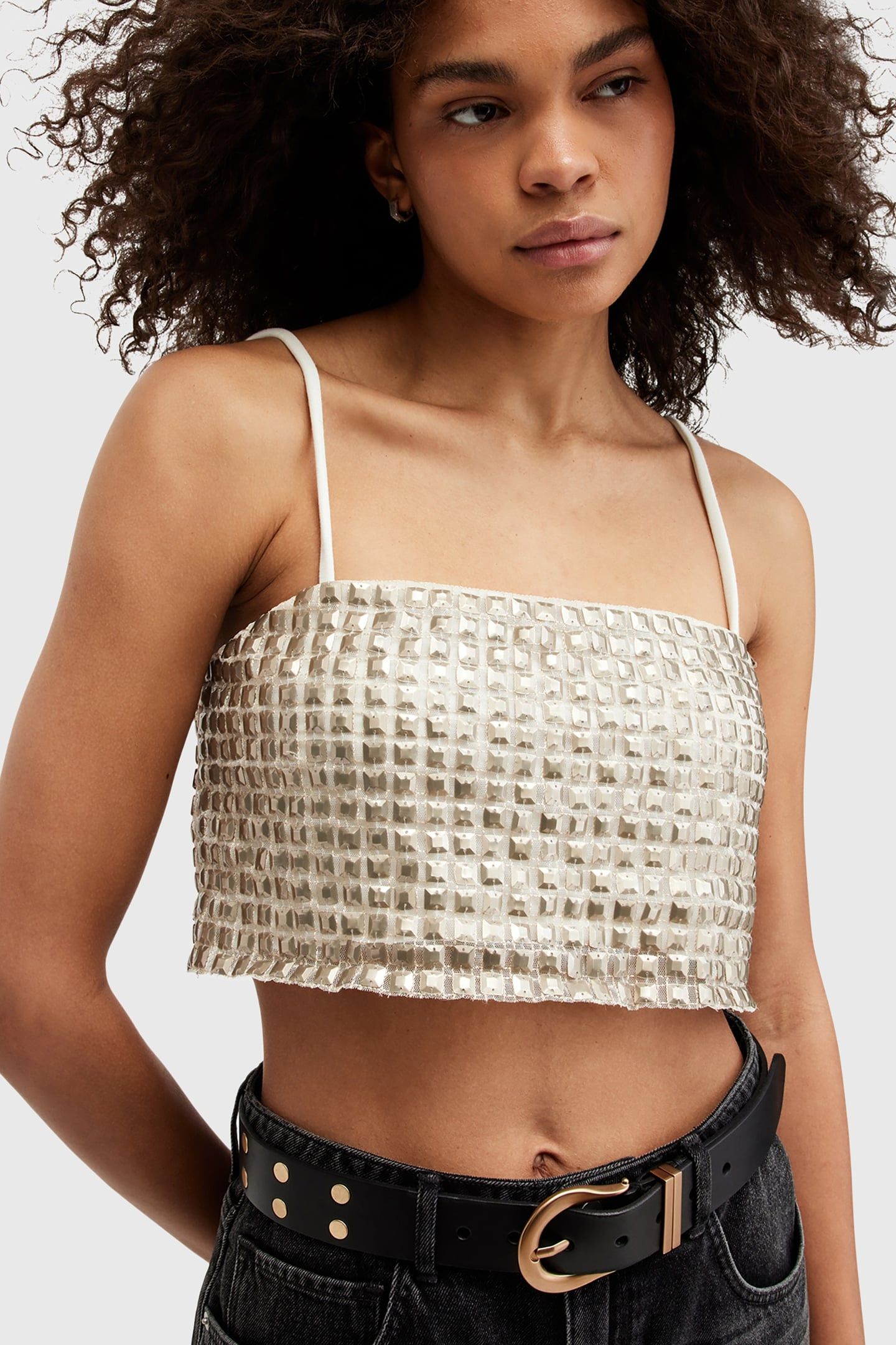 OPELINE EMB TOP WHITE/GOLD 7