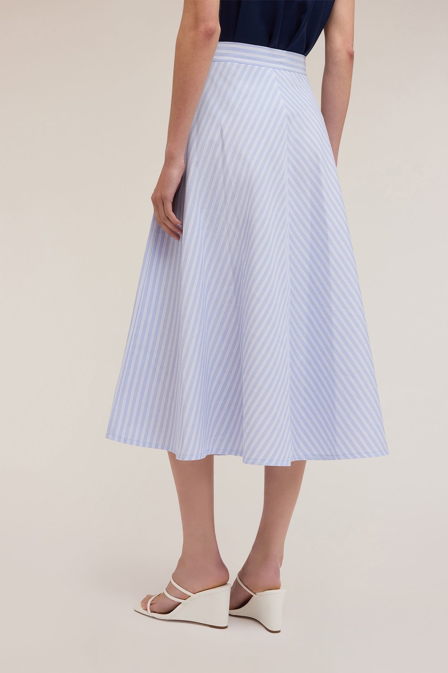 STRIPED COTTON MIDI SKIRT LIGHT BLUE 2