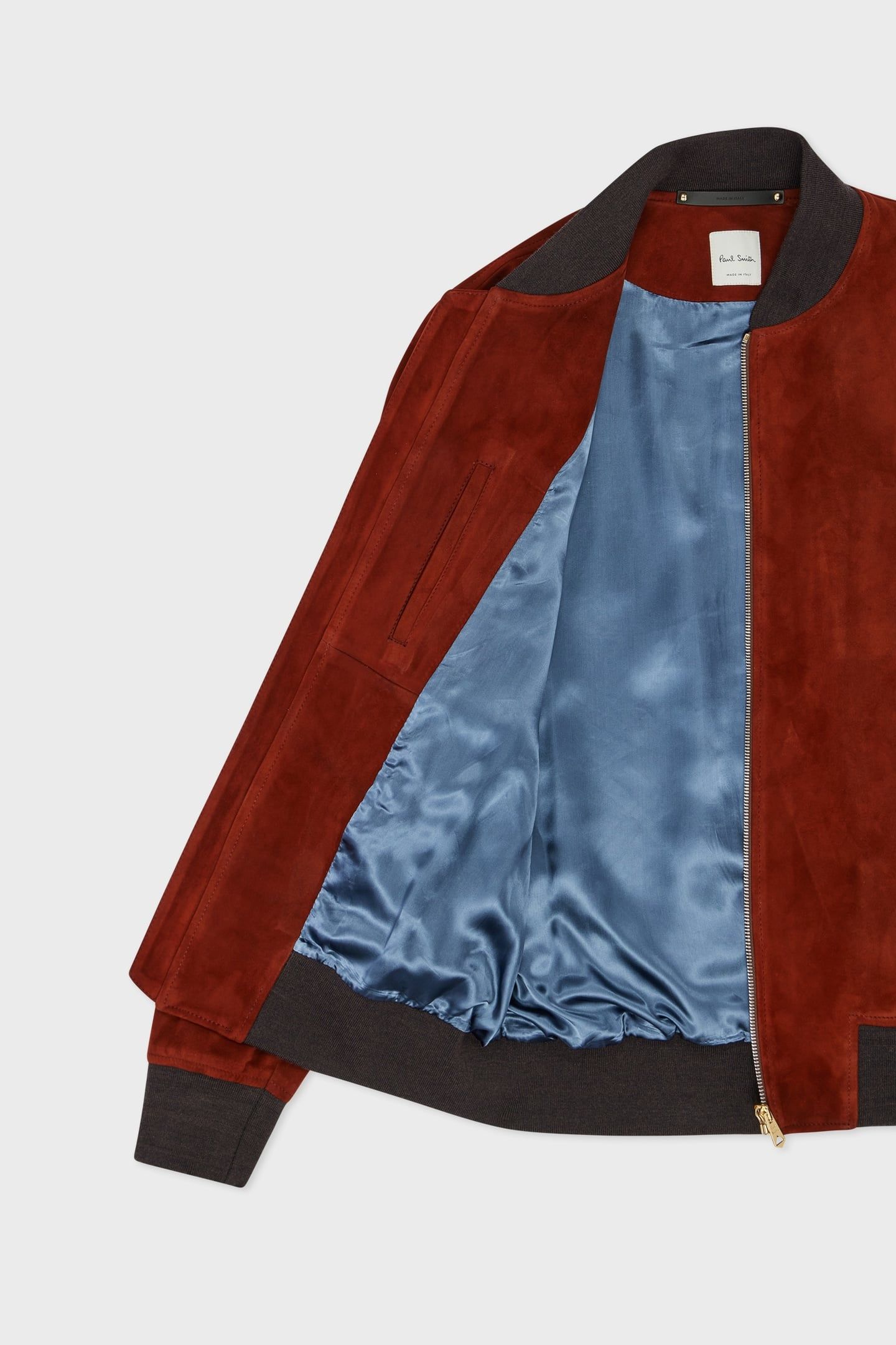 REGULAR FIT SUEDE BOMBER JACKET BRICK 9