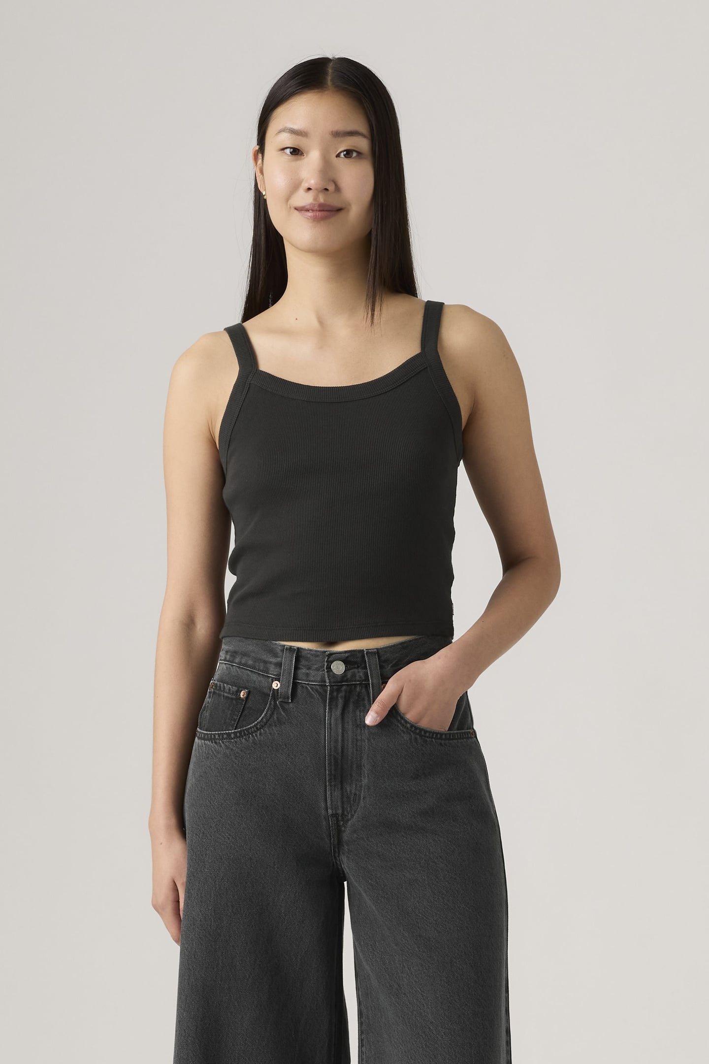 ESSENTIAL SPORTY RIBBED TANK TOP BLACK 1