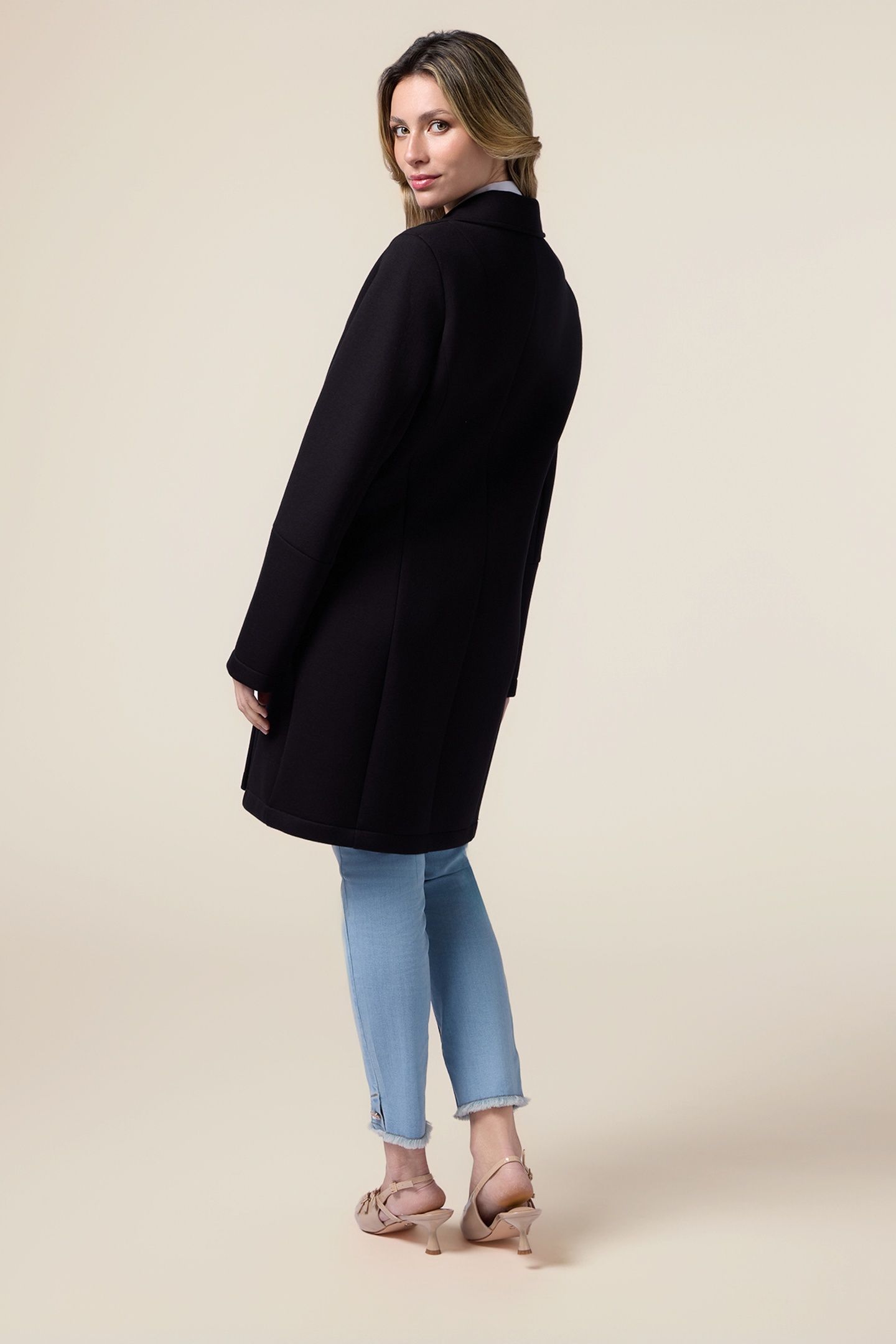 SCUBA FABRIC COAT BLACK 2