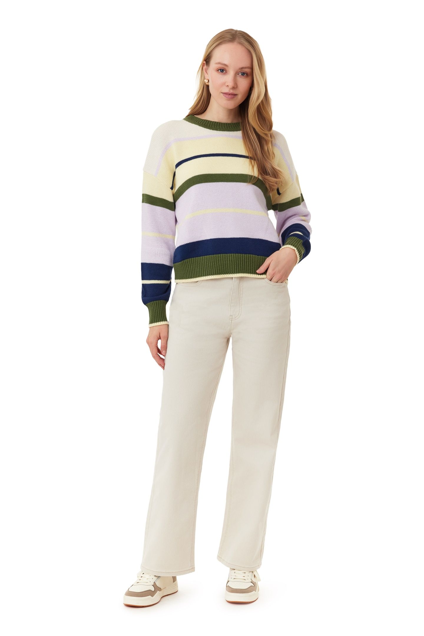 CREW NECK PULLOVER GARDEN GREEN MIX 1