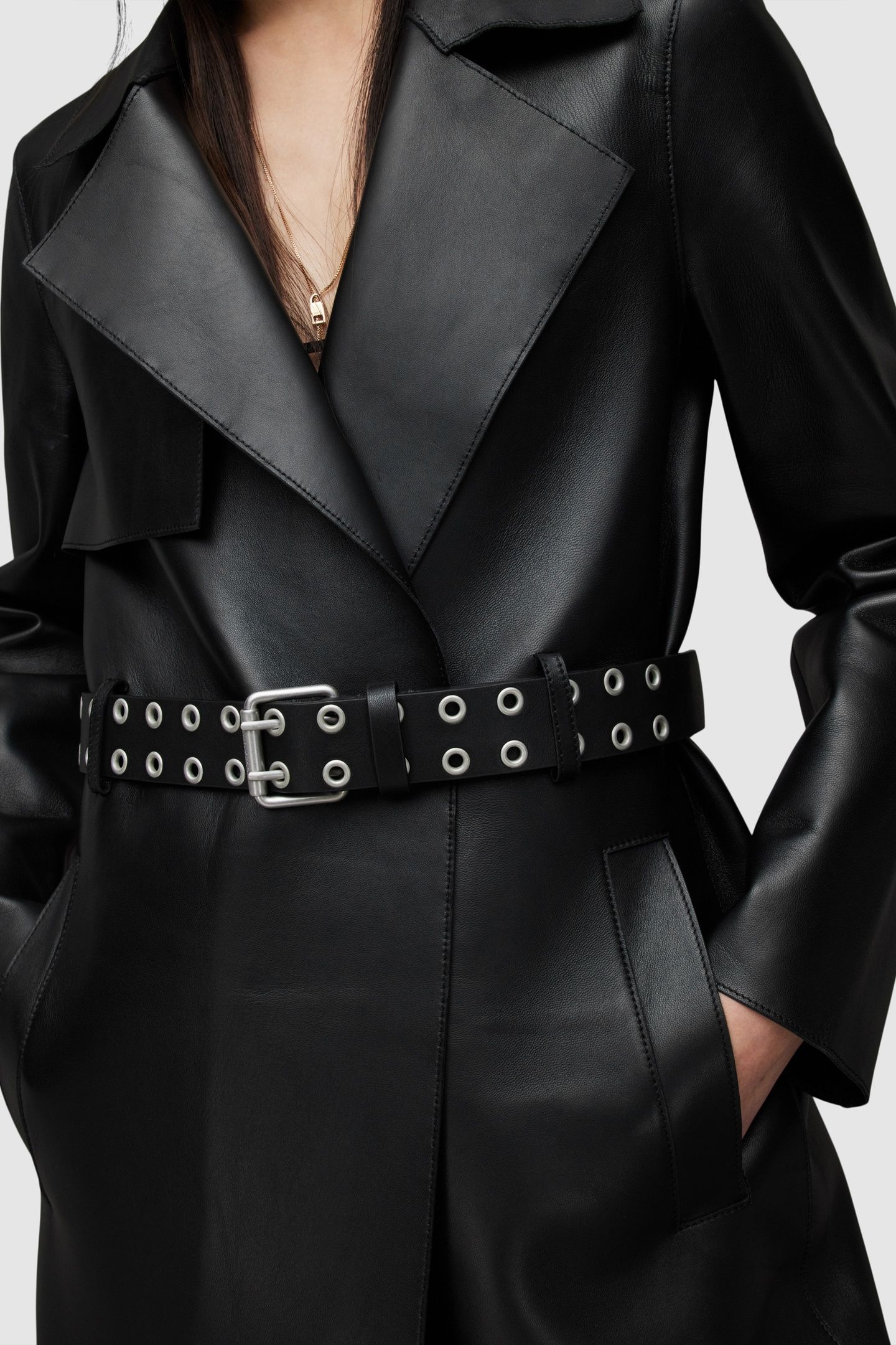 FARREN BELTED MAC BLACK 7