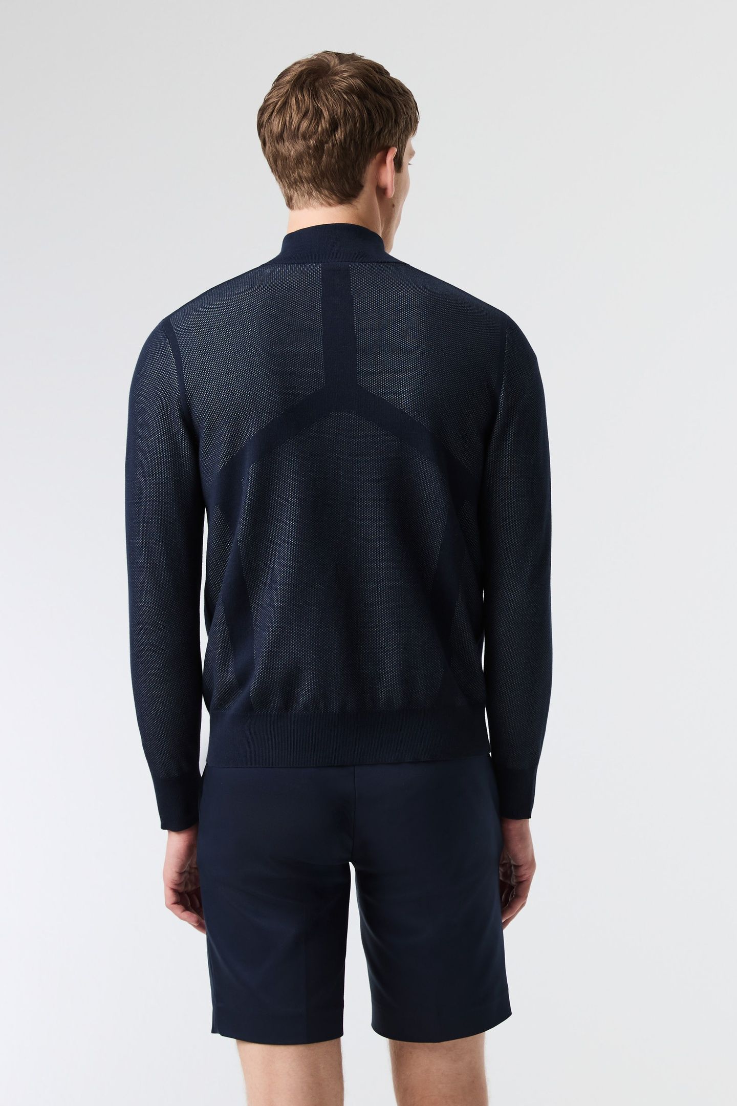 FAWAN V1.Y9.01 FLAT-KNIT-JACKET DARK NAVY/FOG BLUE 2