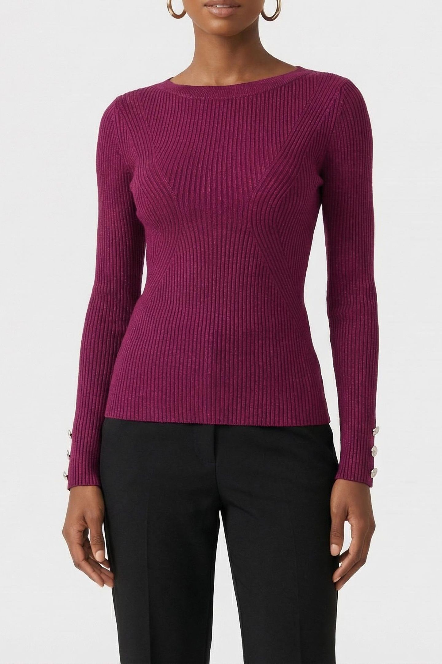 MARCIANO BY GUESS ISA LS BOAT NECK TOP SWEATER VINTAGE RASPB 1