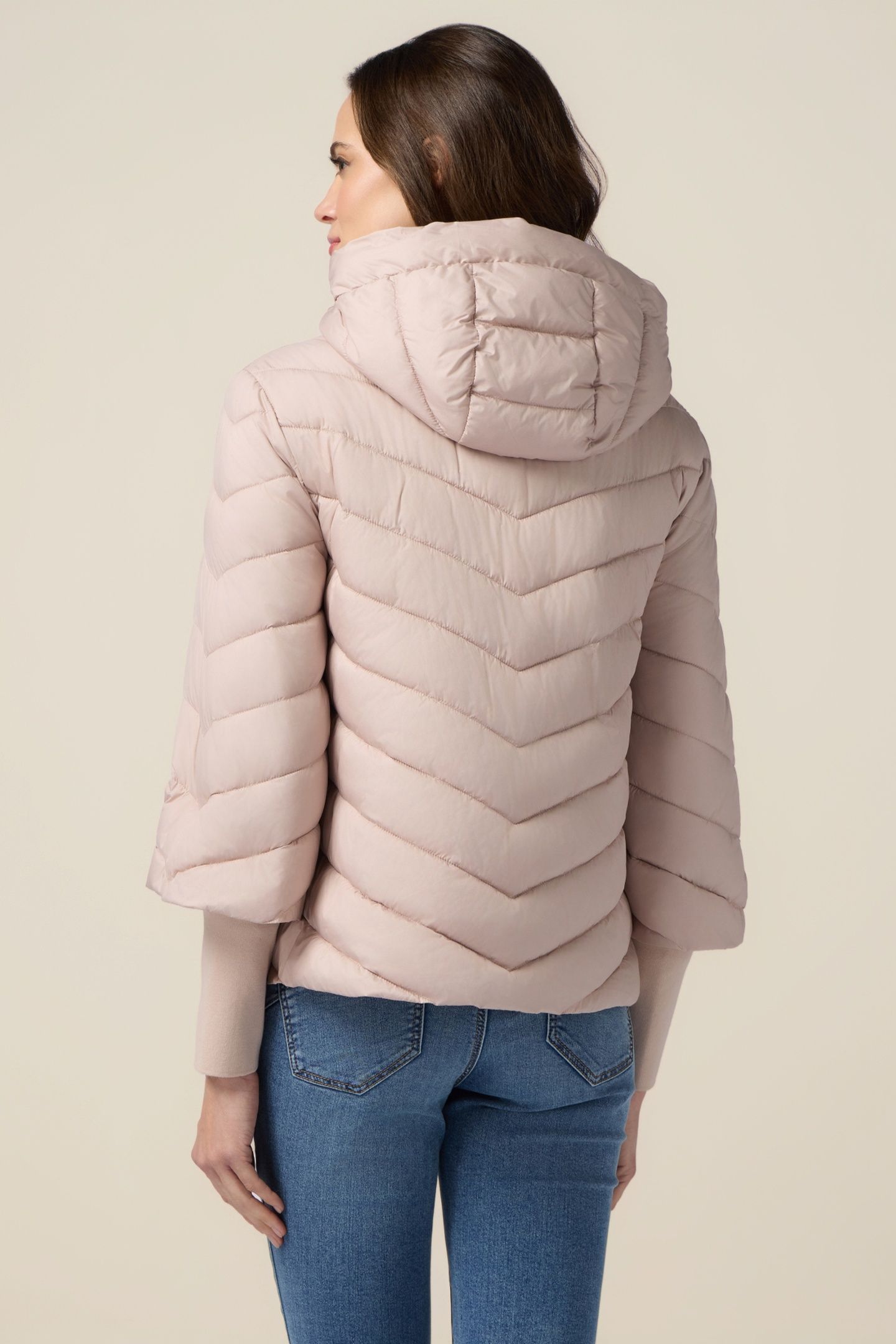 LIGHTWEIGHT DOWN JACKET WITH HOOD AND CUFFS PINK 2
