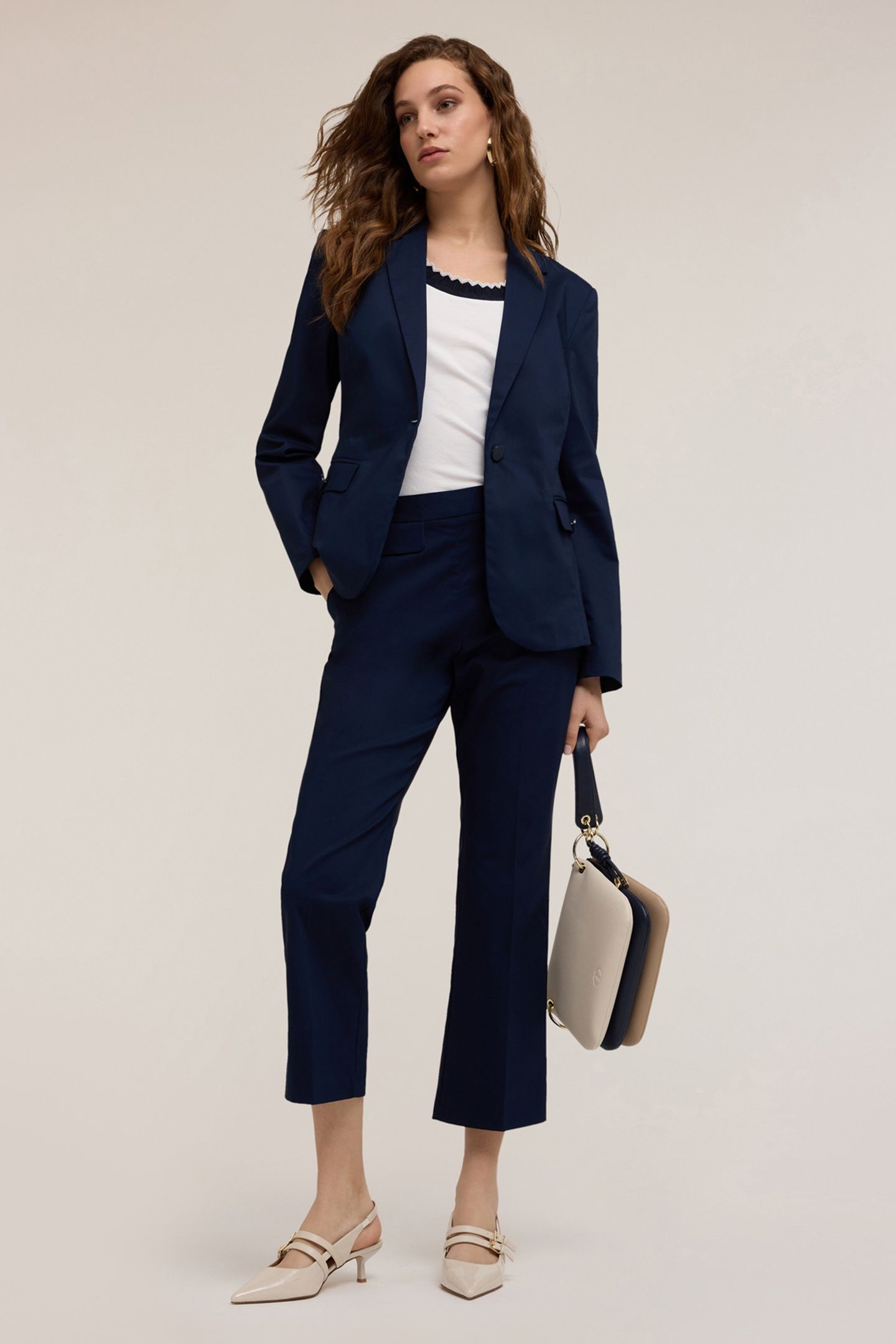 SINGLE-BREASTED BLAZER IN TECHNICAL COTTON BLUE 1