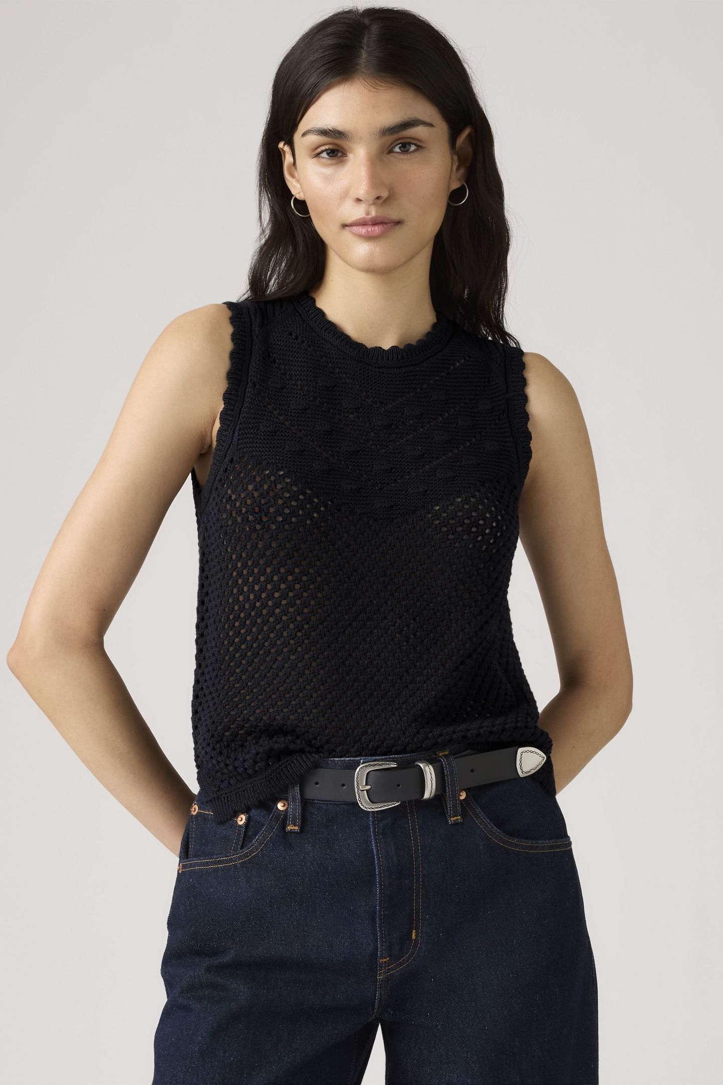 ADRIENNE CROCHET TANK TOP BLACK 1