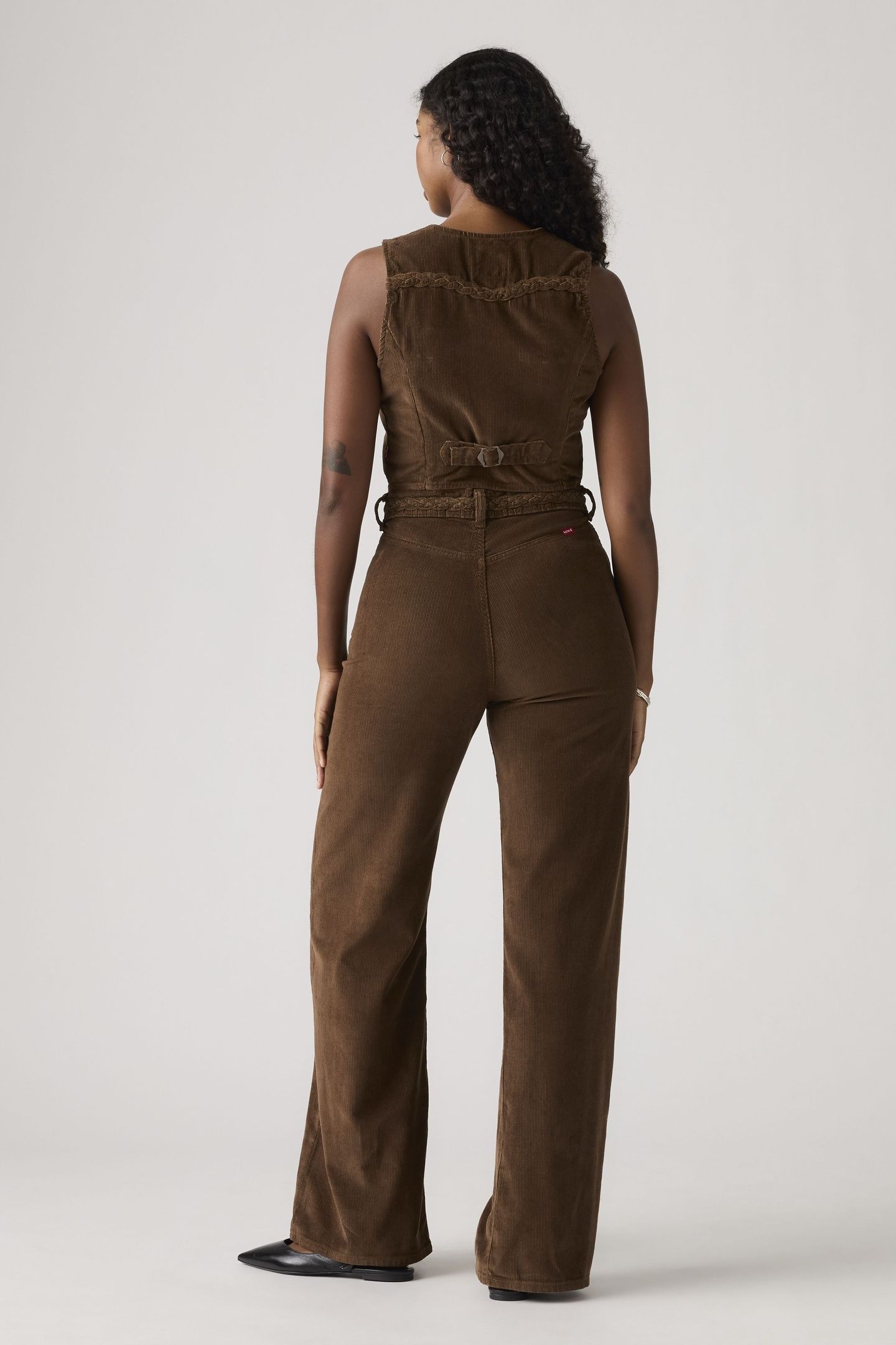 RIBCAGE WIDE LEG BRAIDED CORDUROY JEANS BROWN 3
