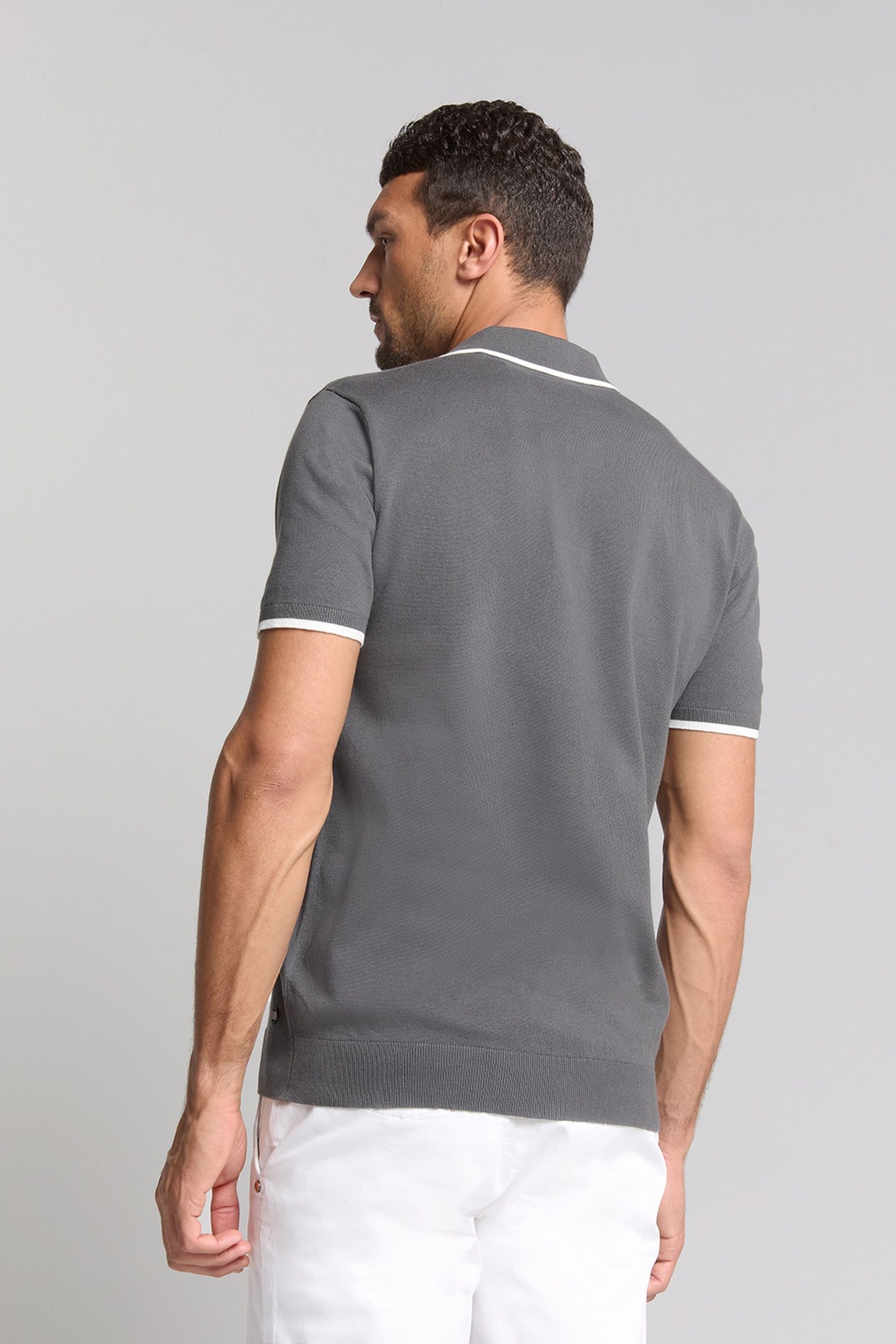 PULLOVER SHORT SLEEVE POLO BUTTON SOLID DARK STEEL 2