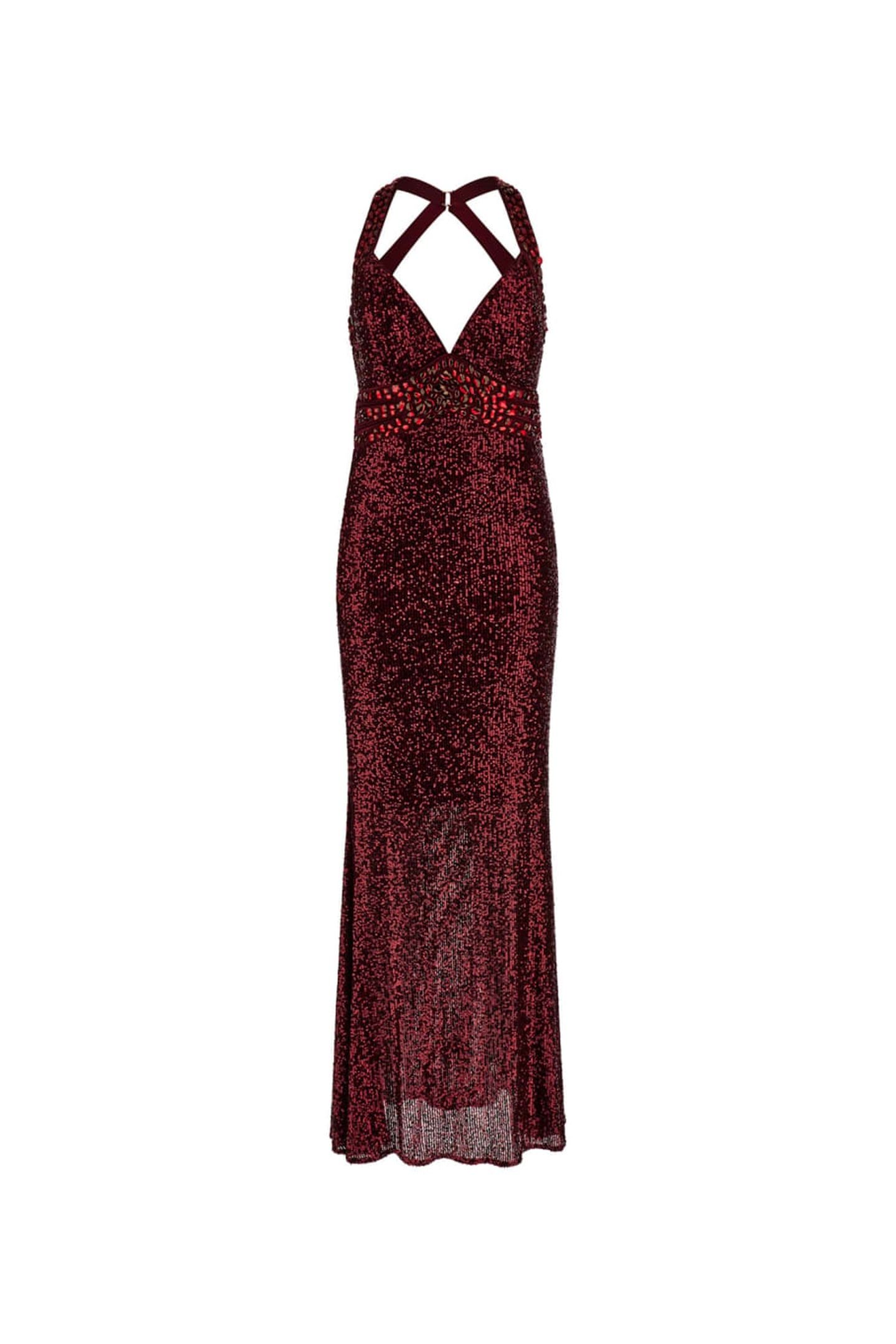 MARCIANO BY GUESS MILANA SEQUIN GOWN DARK JAM RED MULTI 3